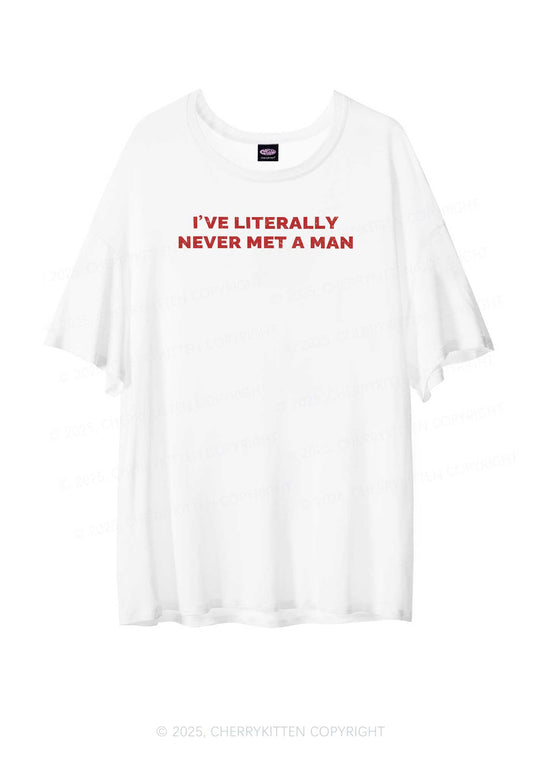 Never Met A Man Pride Y2K Sheer Boyfriend Tee Cherrykitten