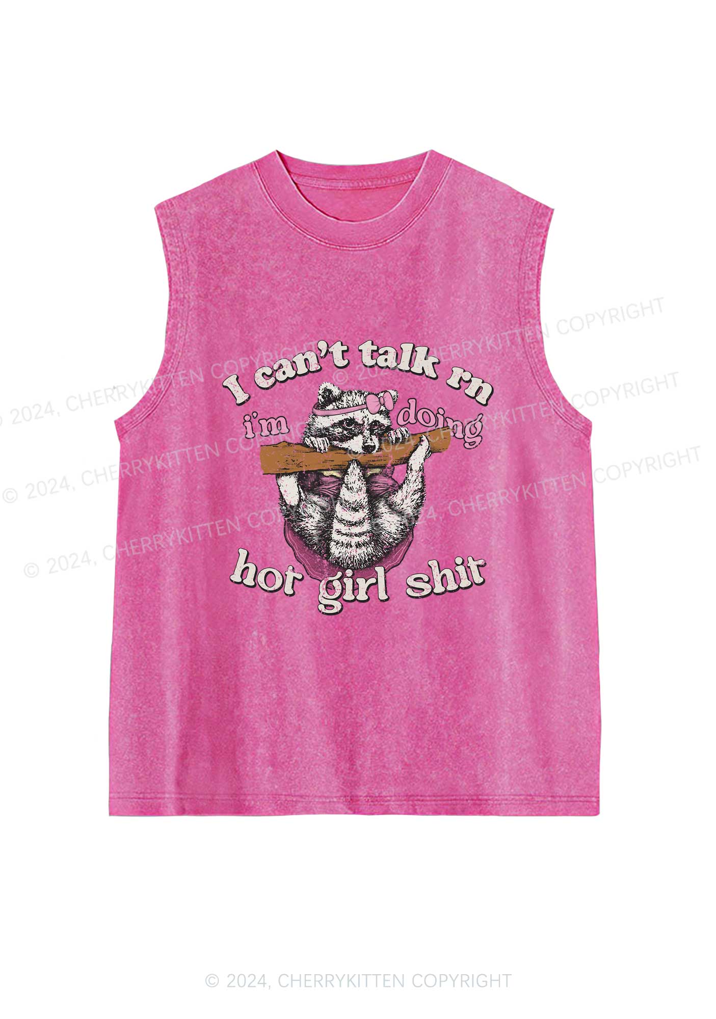 Raccoon Can't Talk Rn Y2K Washed Tank Cherrykitten