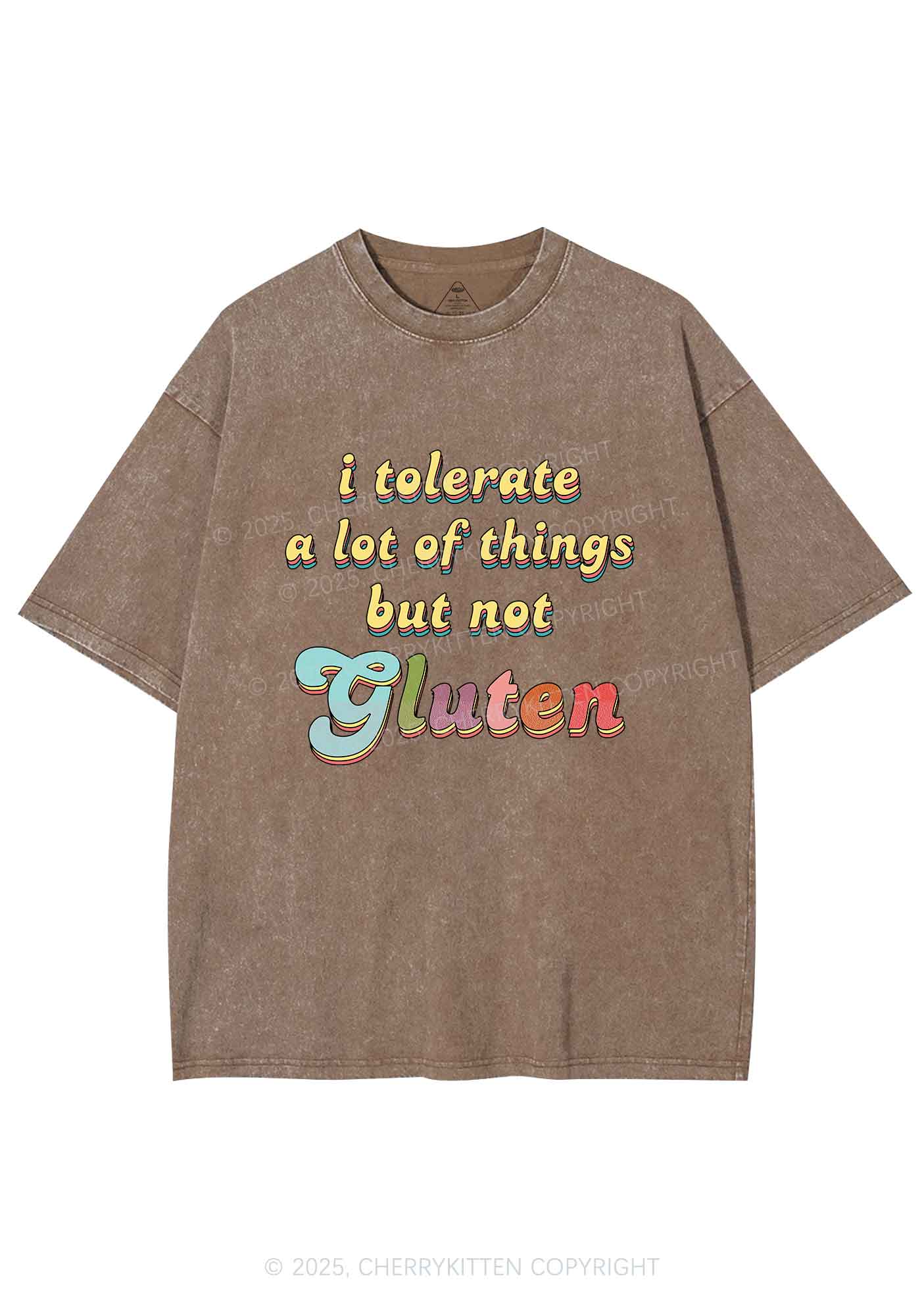 Tolerate Gluten Y2K Shirts Washed Tee Cherrykitten