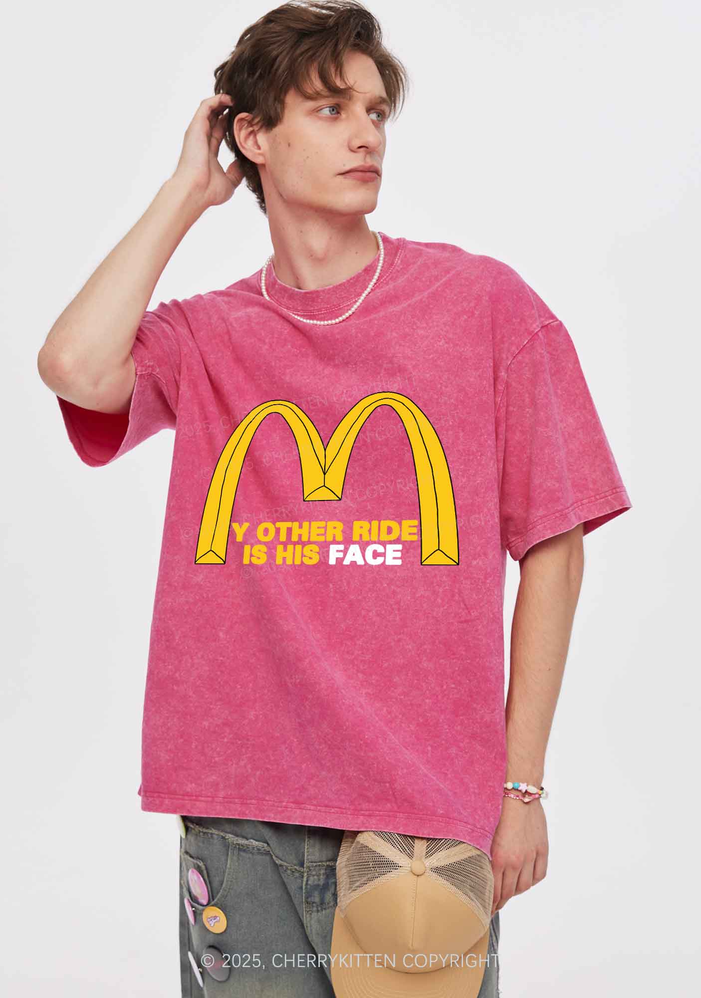 Ride His Face Y2K Shirts Washed Tee Cherrykitten