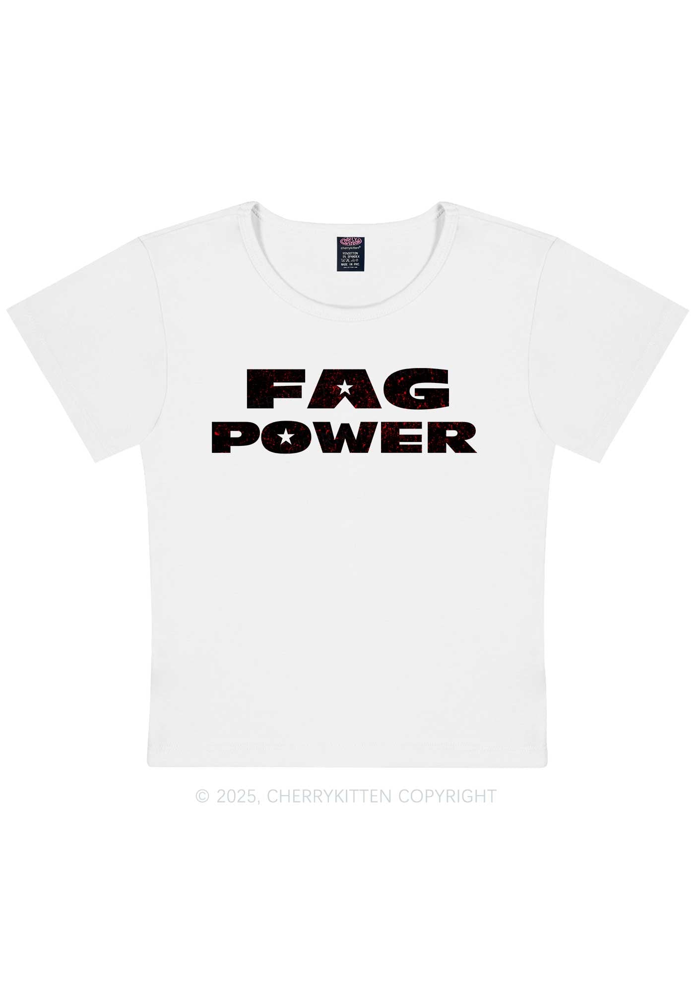 Fag Power Pride Y2K Baby Tee Cherrykitten