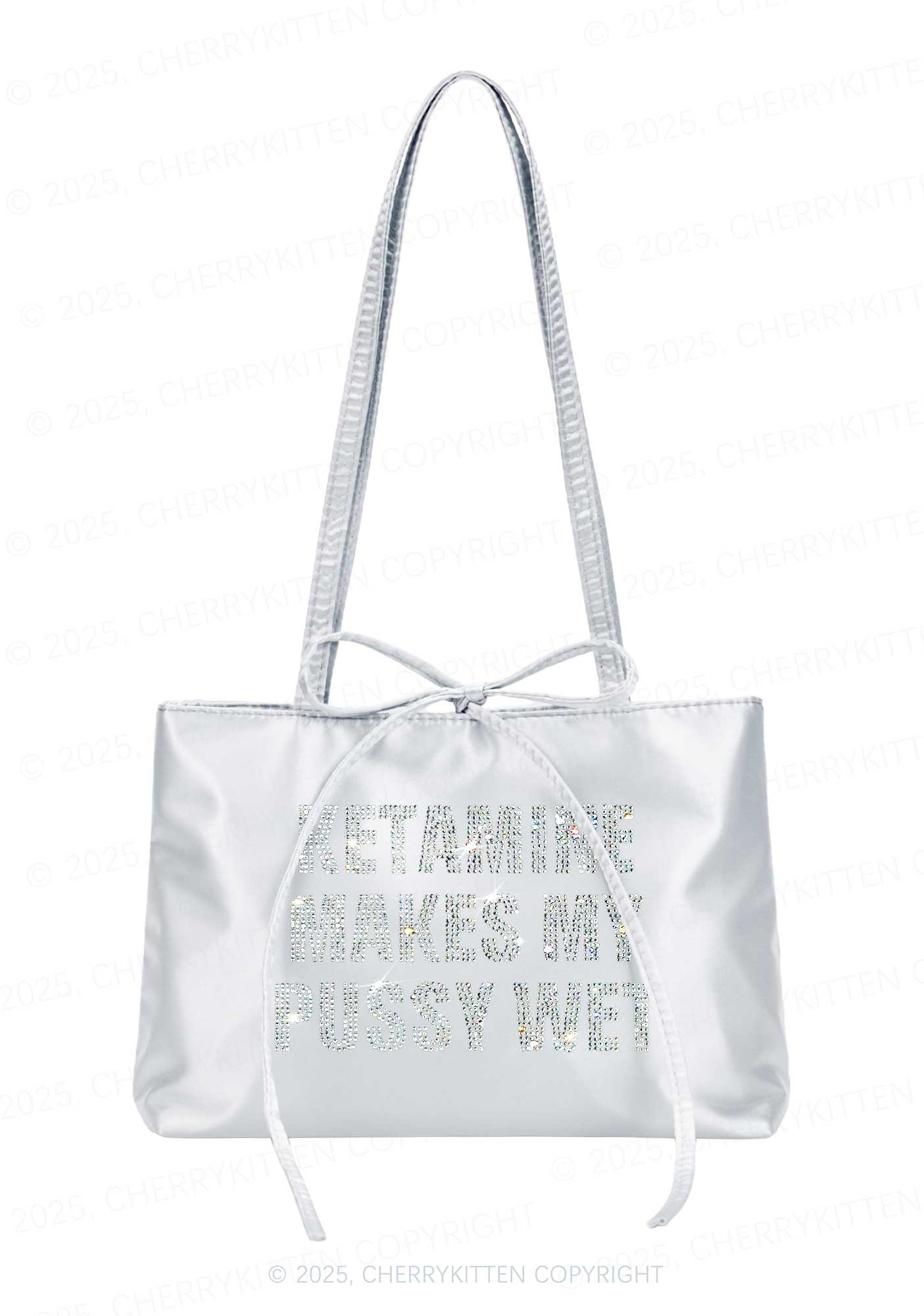 Rhinestone K Makes My Puxxy Wet Y2K Satin Bags Cherrykitten