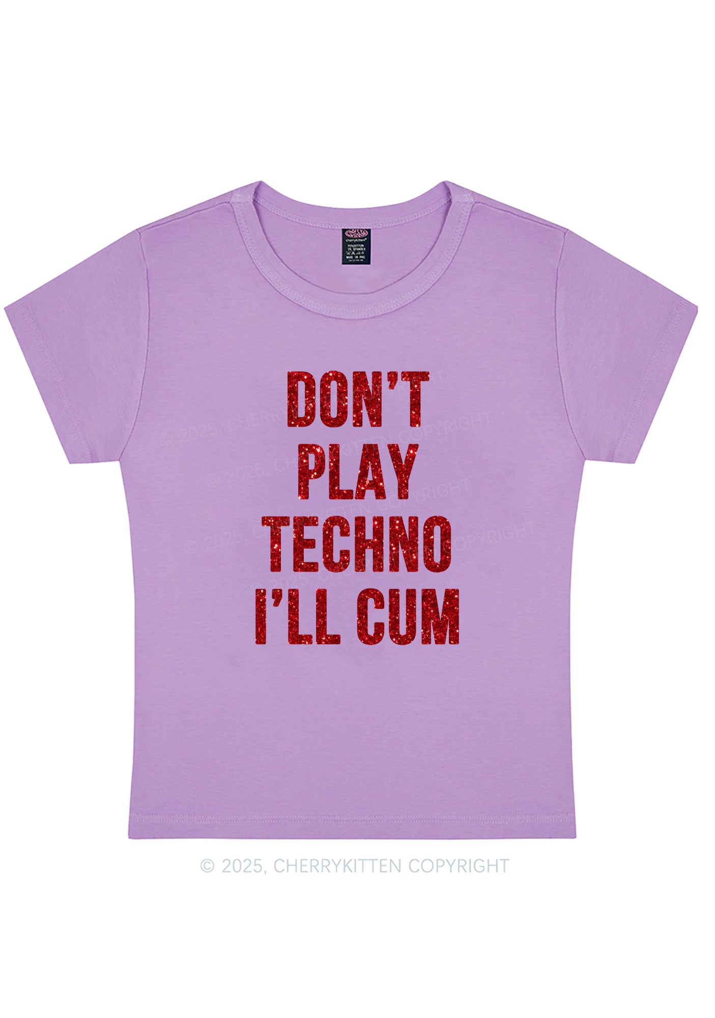 Glitter Dont Play Techno Y2K Baby Tee Cherrykitten