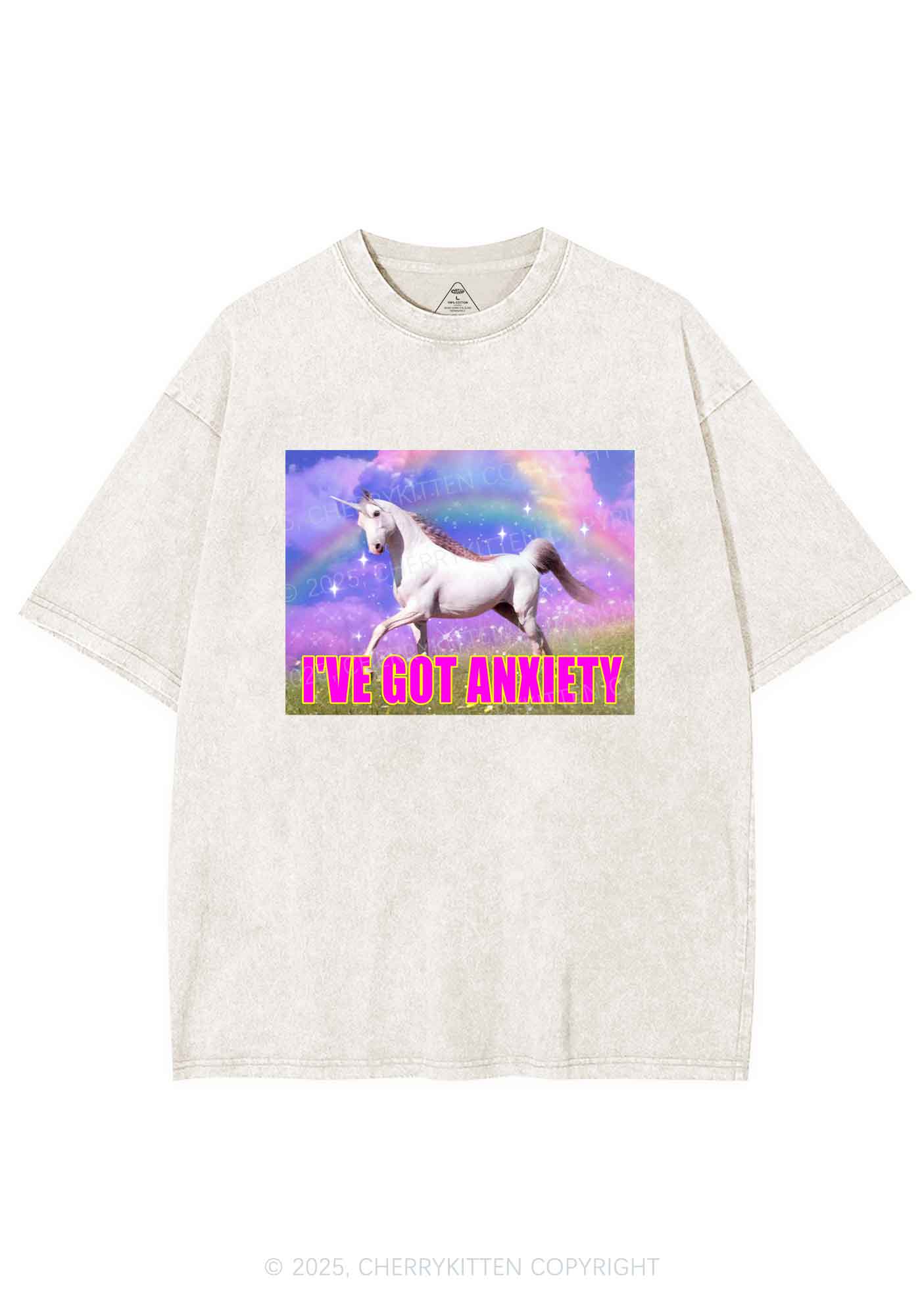 I've Got Anxiety Y2K Shirts Washed Tee Cherrykitten