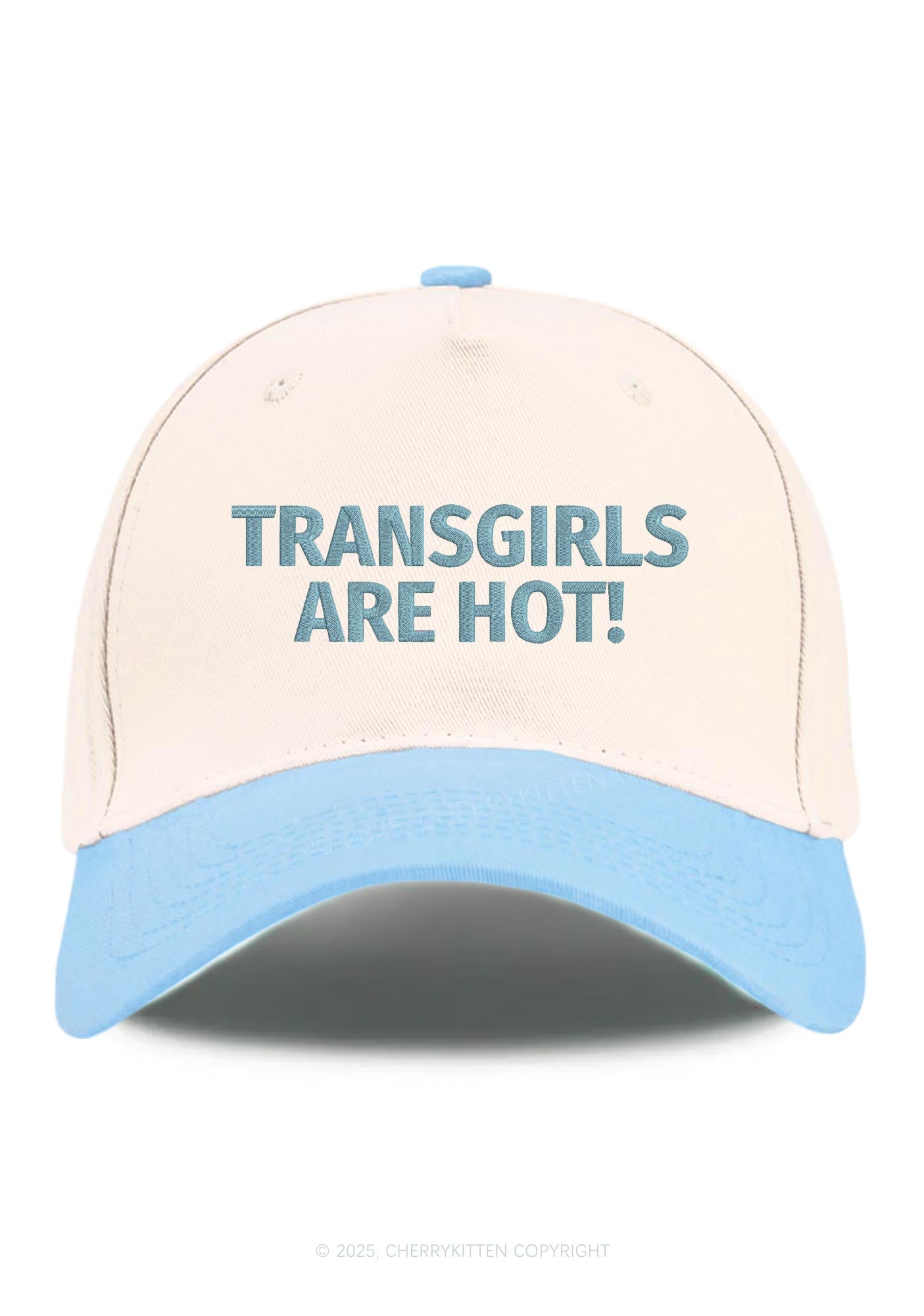 Embroidered Transgirls Are Hot Pride Y2K Color Block Baseball Cap Cherrykitten