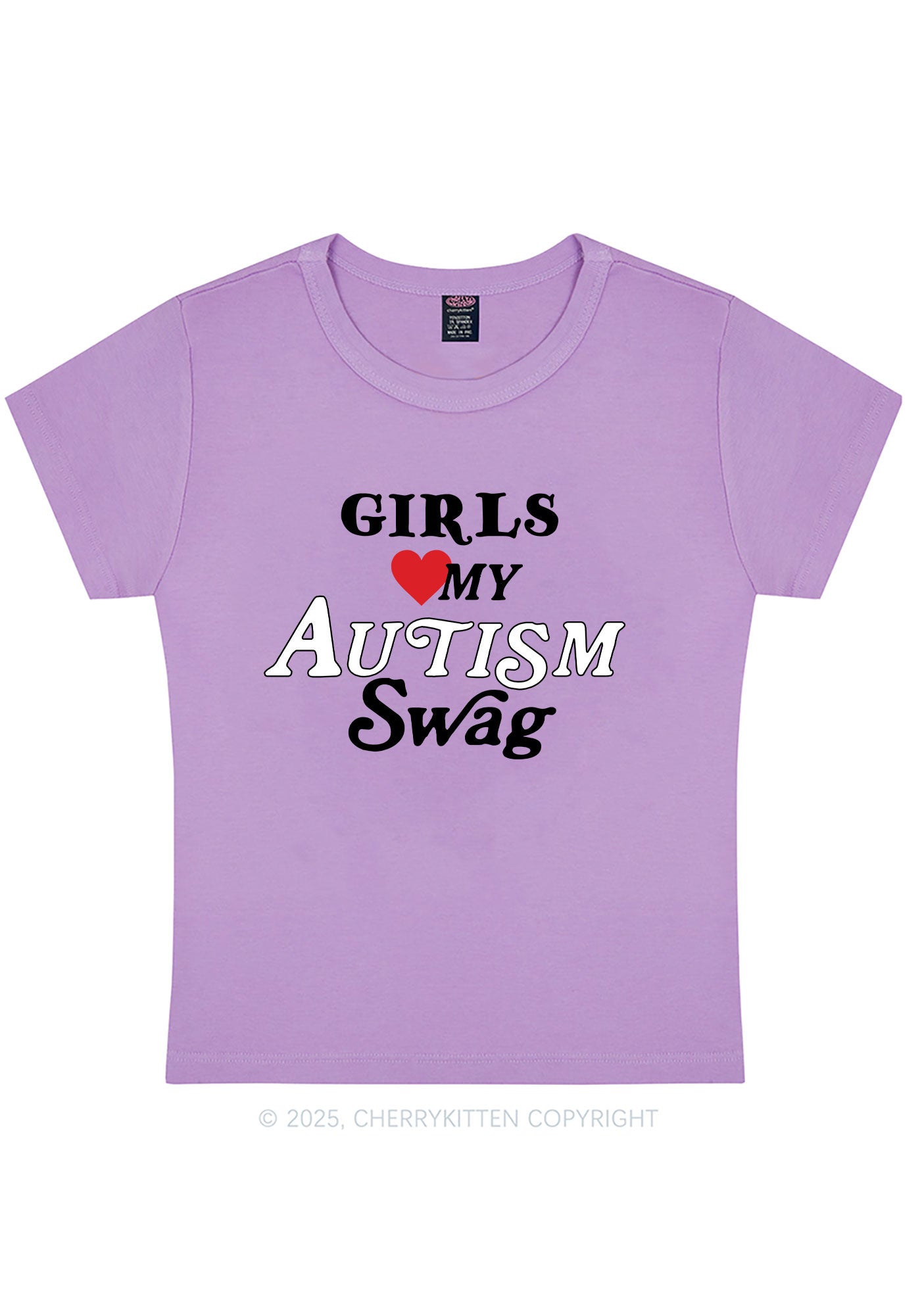 Girls Love Autism Swag Y2K Baby Tee Cherrykitten