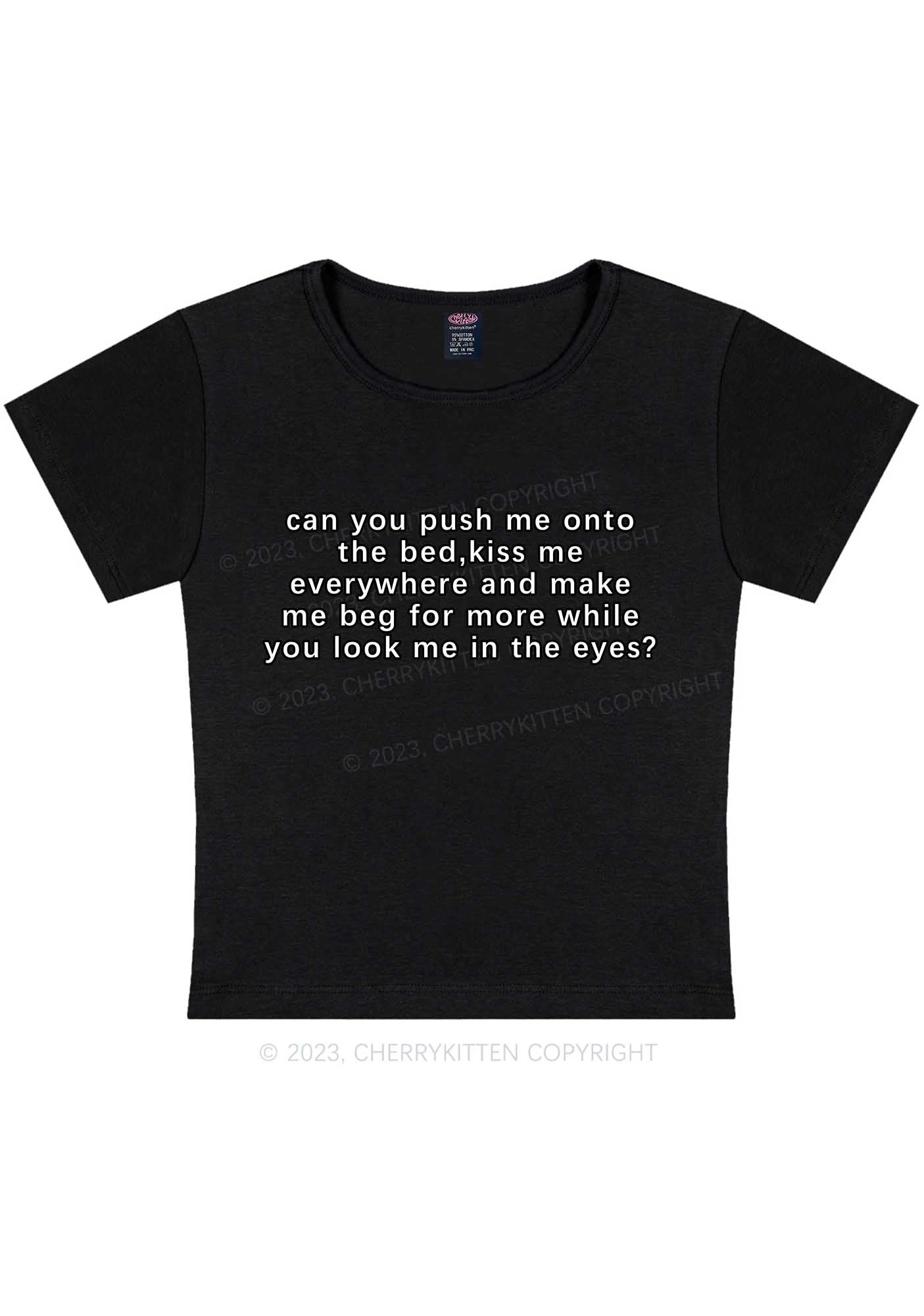 Curvy Push Me Onto Bed Y2K Baby Tee Cherrykitten