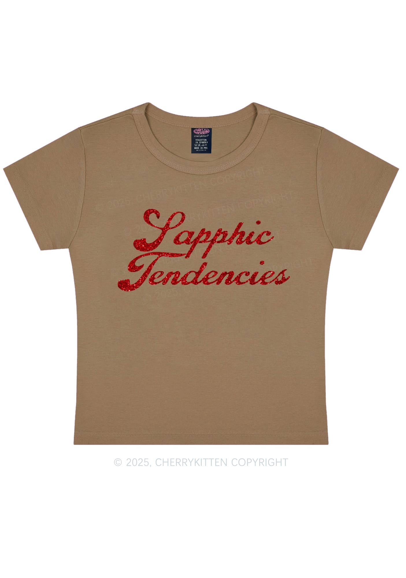 Glitter Sapphic Tendencies Pride Y2K Baby Tee Cherrykitten