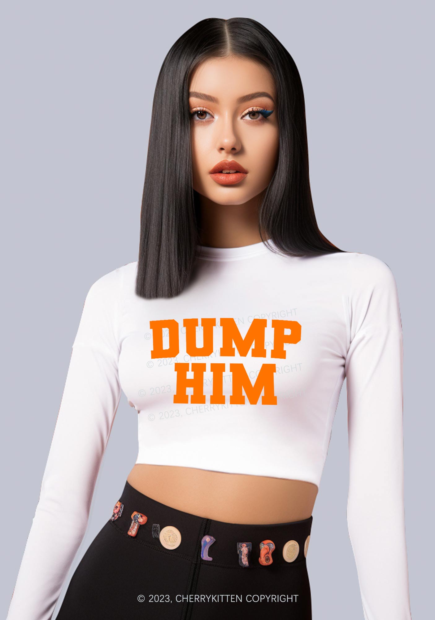 Dump Him Long Sleeve Crop Top Cherrykitten