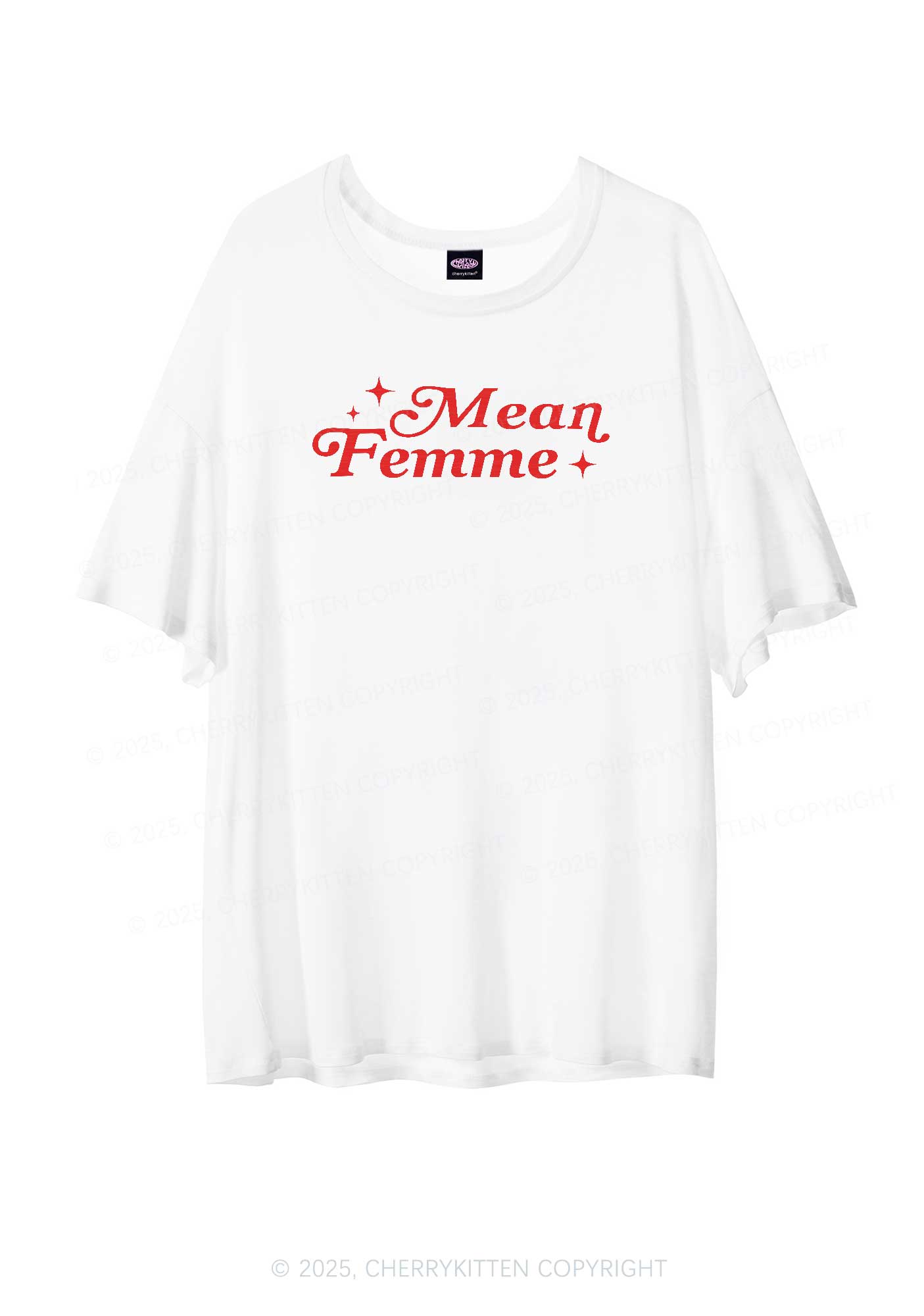 Mean Femme Pride Y2K Sheer Boyfriend Tee Cherrykitten