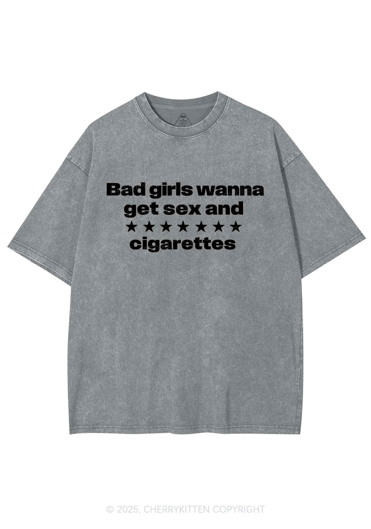 Wanna Sxx Cigarettes Y2K Shirts Washed Tee Cherrykitten