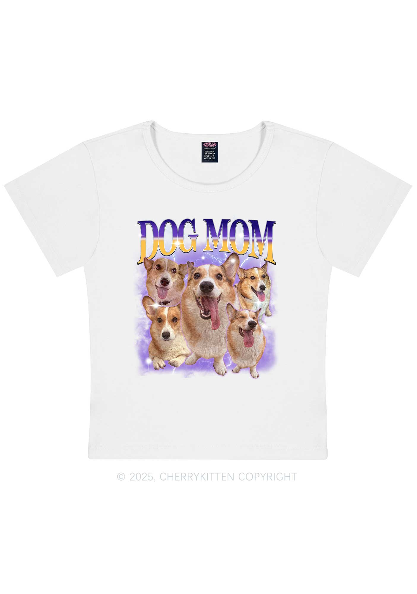 Custom Photo Dog Mom Y2K Baby Tee Cherrykitten