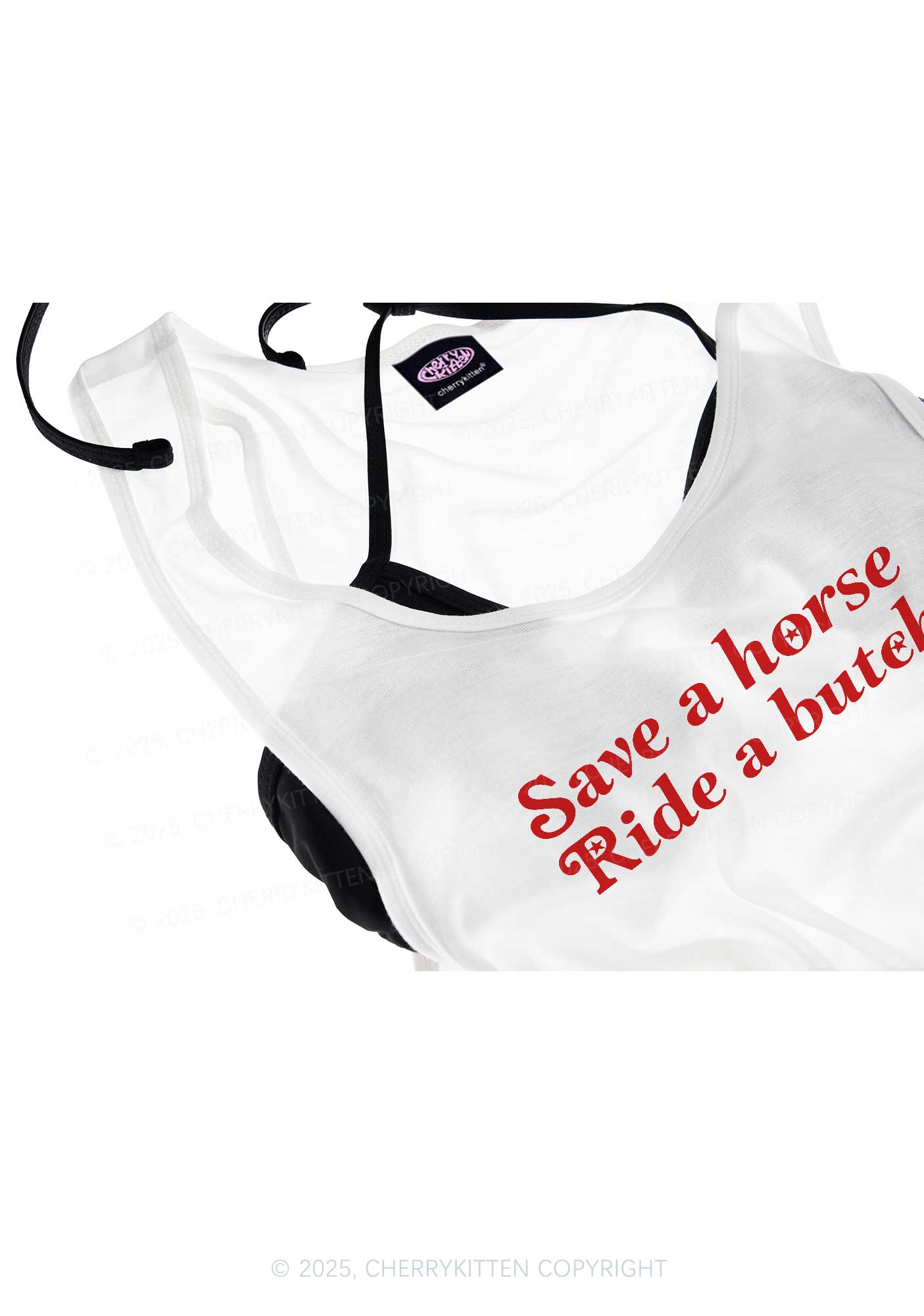 Save Horse Ride Butch Pride Y2K Sheer Boyfriend Tank Cherrykitten