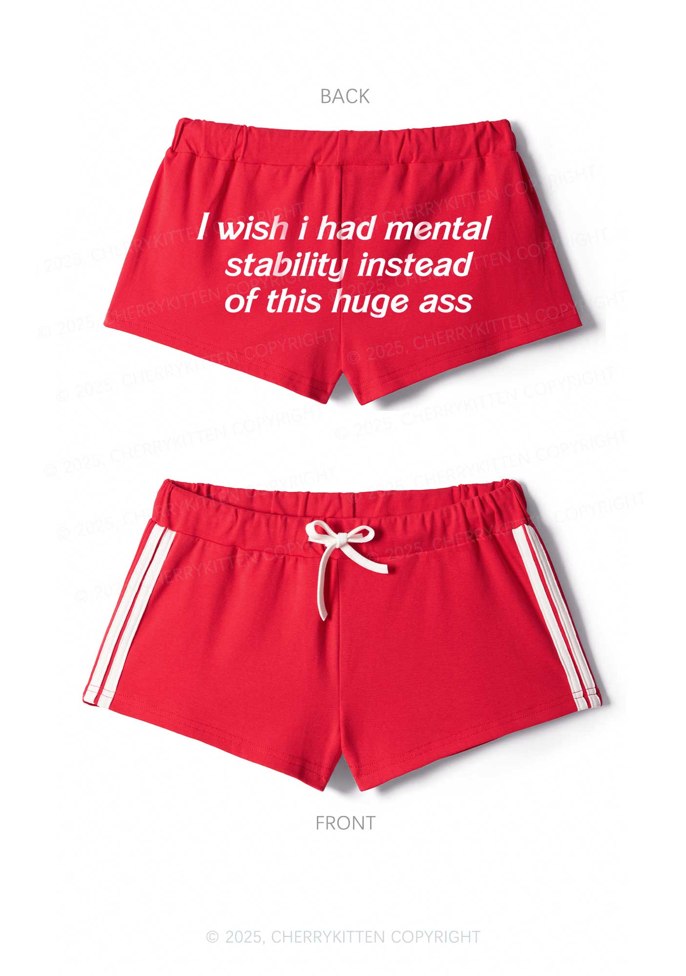 I Wish Mental Stability Y2K Drawstring Mini Shorts Cherrykitten