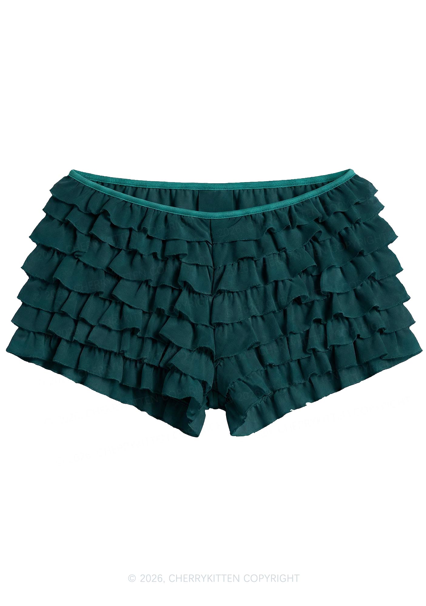 Y2K Mesh Ruffle Layered Shorts With Back Bow Cherrykitten
