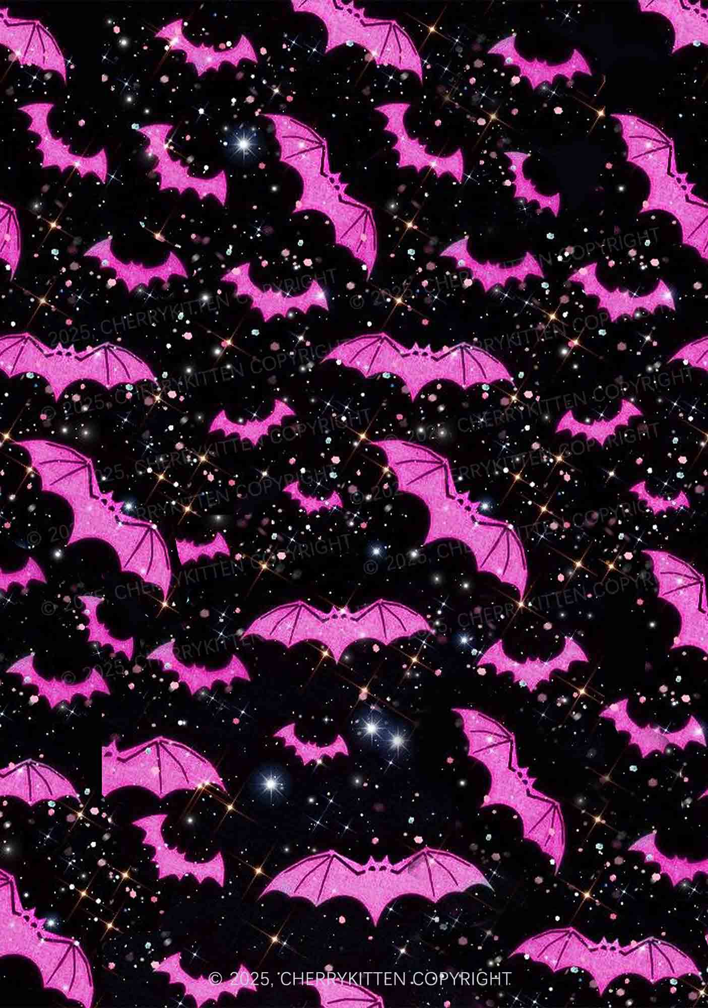 Sparkle Pink Bat Y2K Print Mini Layered Skirt Cherrykitten