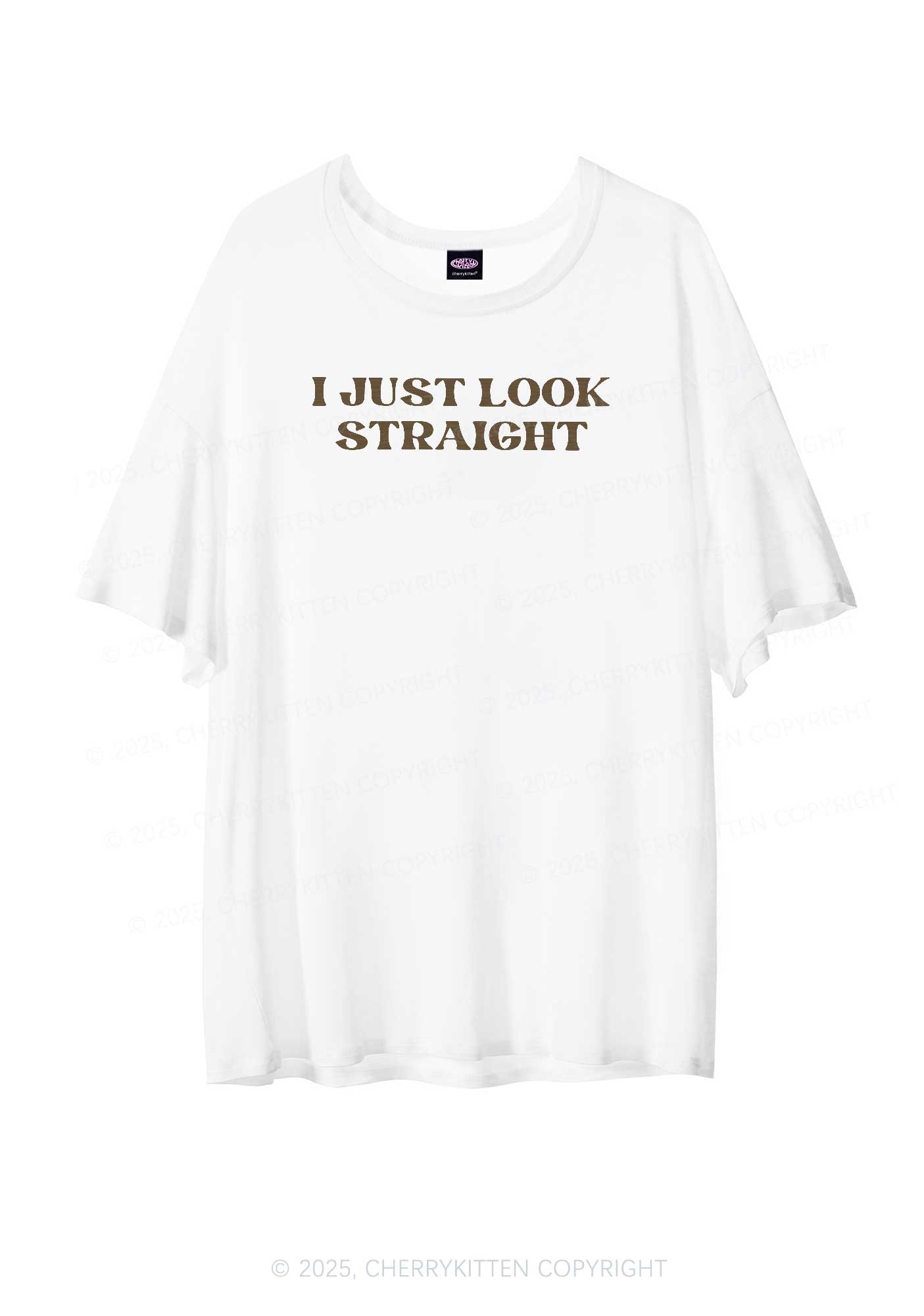 I Just Look Straight Pride Y2K Sheer Boyfriend Tee Cherrykitten
