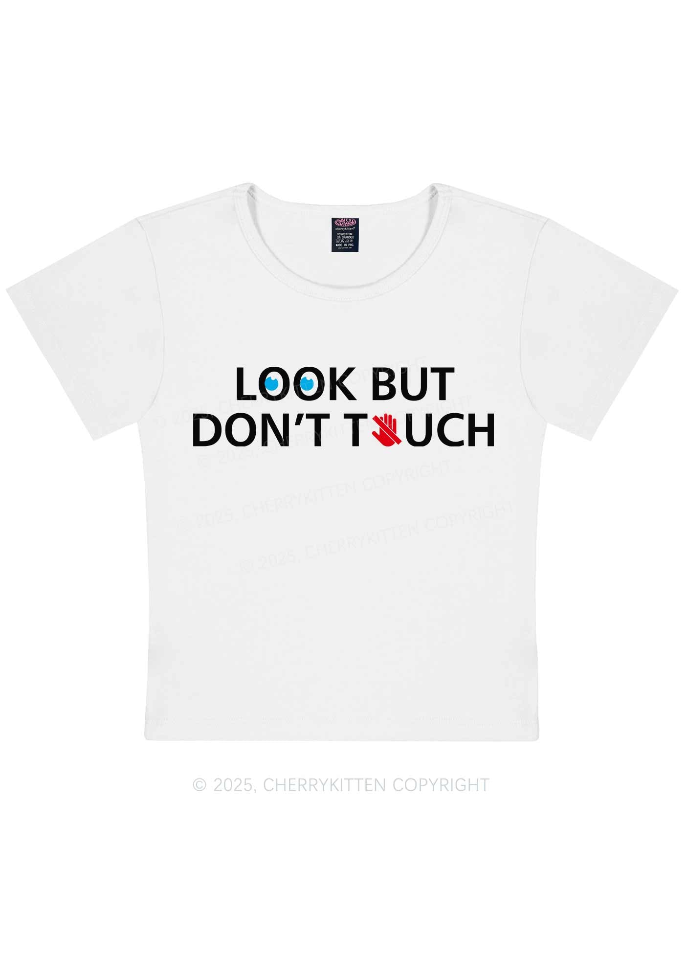 Look Dont Touch Y2K Baby Tee Cherrykitten