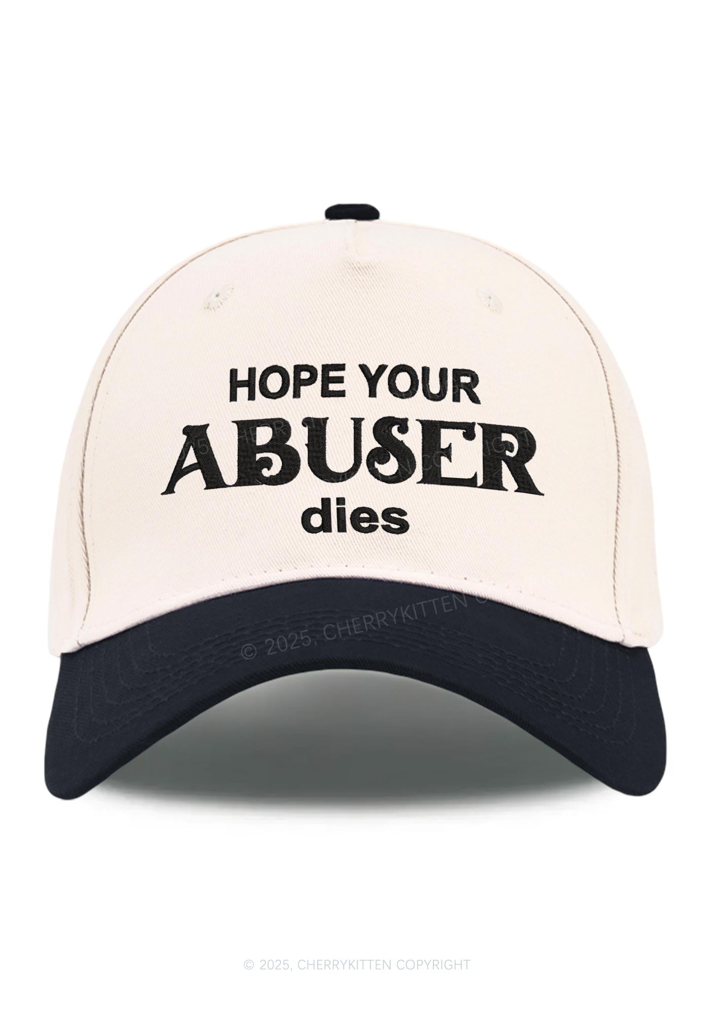 Embroidered Abuser Dies Y2K Color Block Baseball Cap Cherrykitten