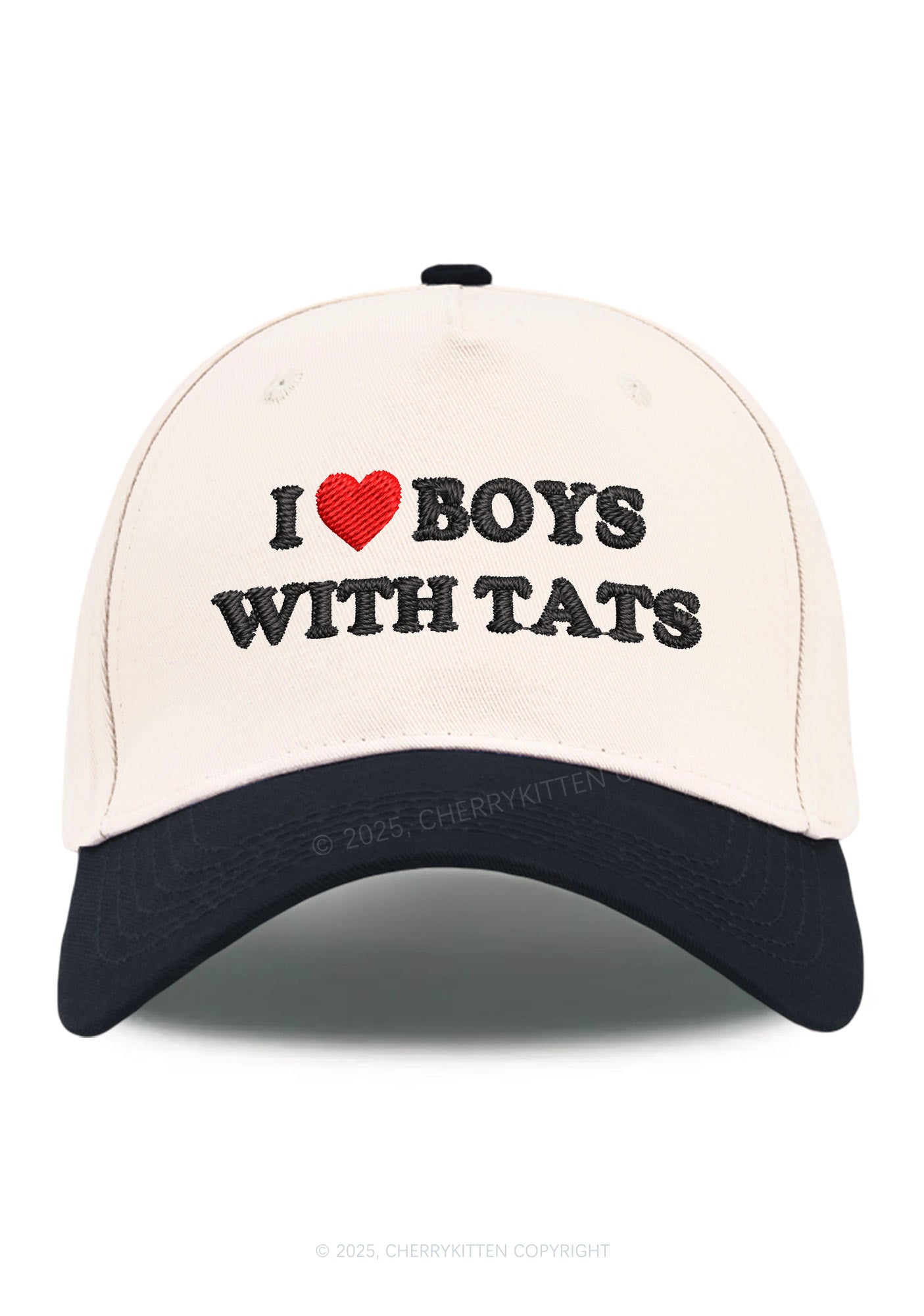 Embroidered I Love Boys With Tats Y2K Color Block Baseball Cap Cherrykitten