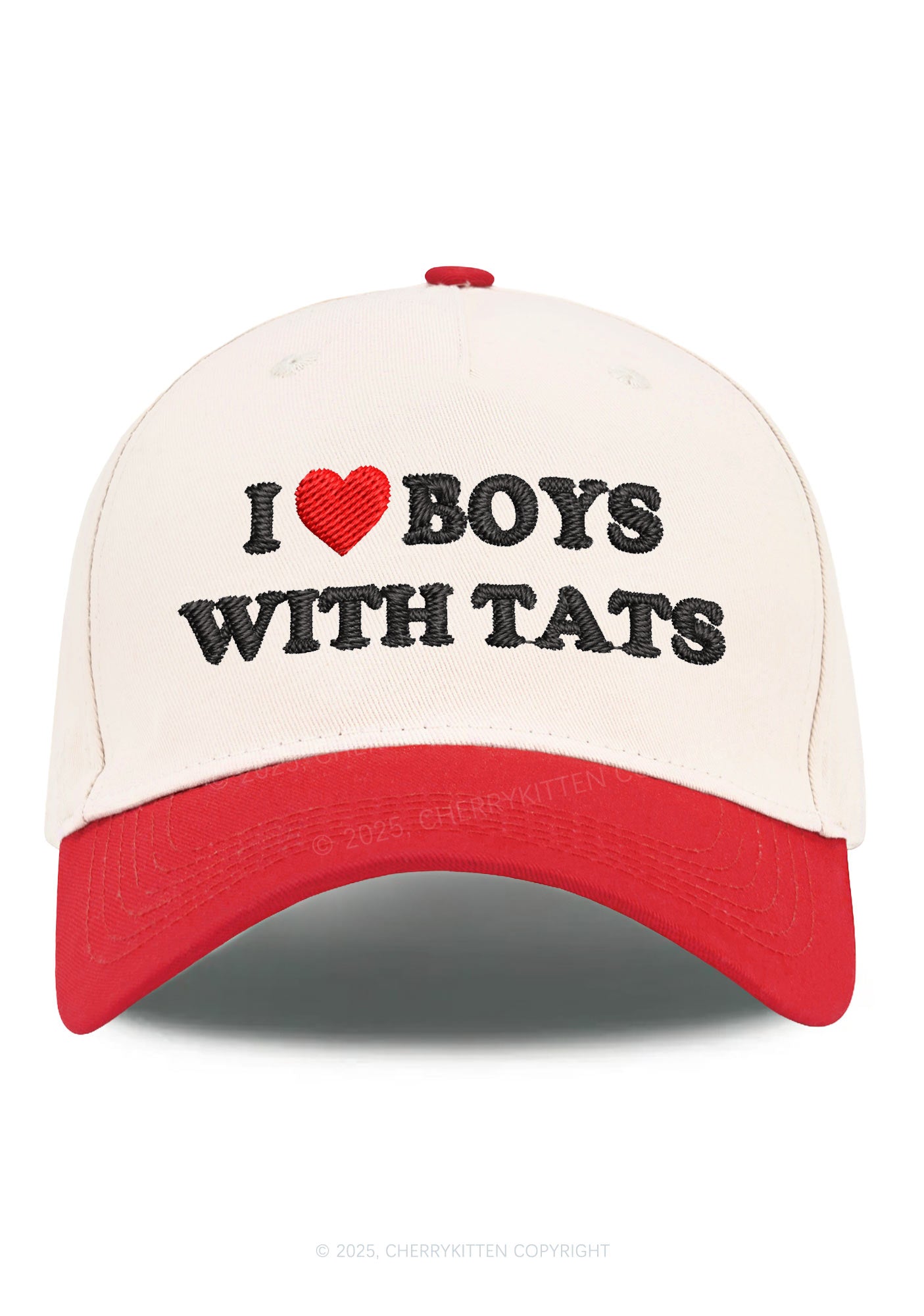 Embroidered I Love Boys With Tats Y2K Color Block Baseball Cap Cherrykitten