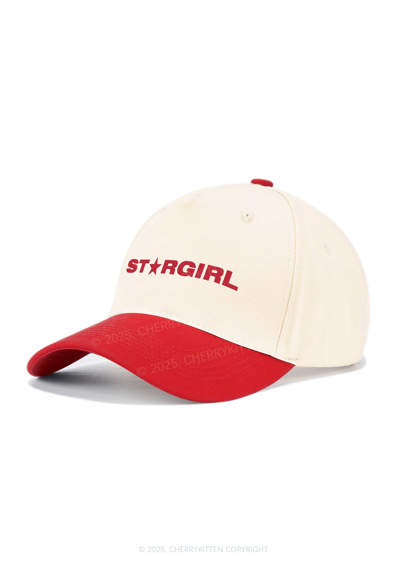 Embroidered Red Stargirl Y2K Color Block Baseball Cap Cherrykitten