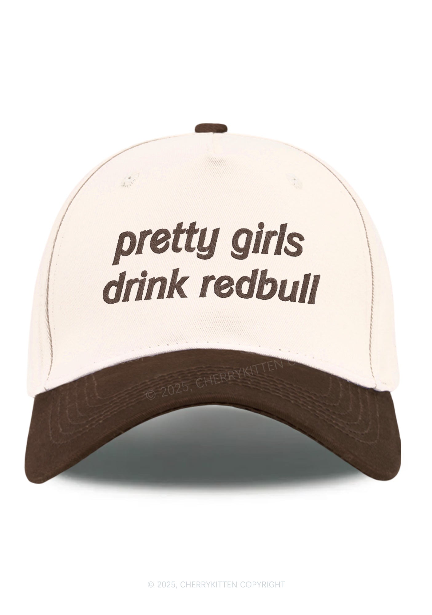 Embroidered Pretty Girls Drink Redbull Y2K Color Block Baseball Cap Cherrykitten