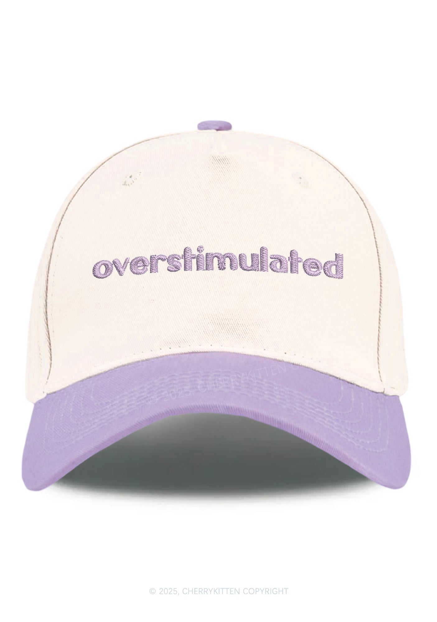 Embroidered Overstimulated Y2K Color Block Baseball Cap Cherrykitten