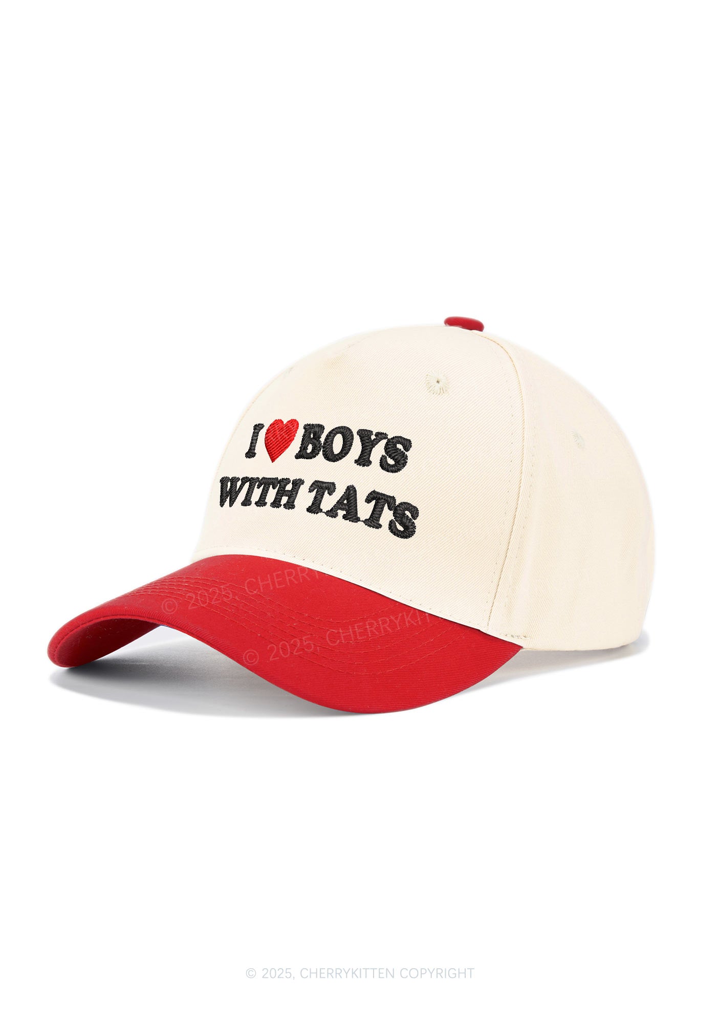 Embroidered I Love Boys With Tats Y2K Color Block Baseball Cap Cherrykitten