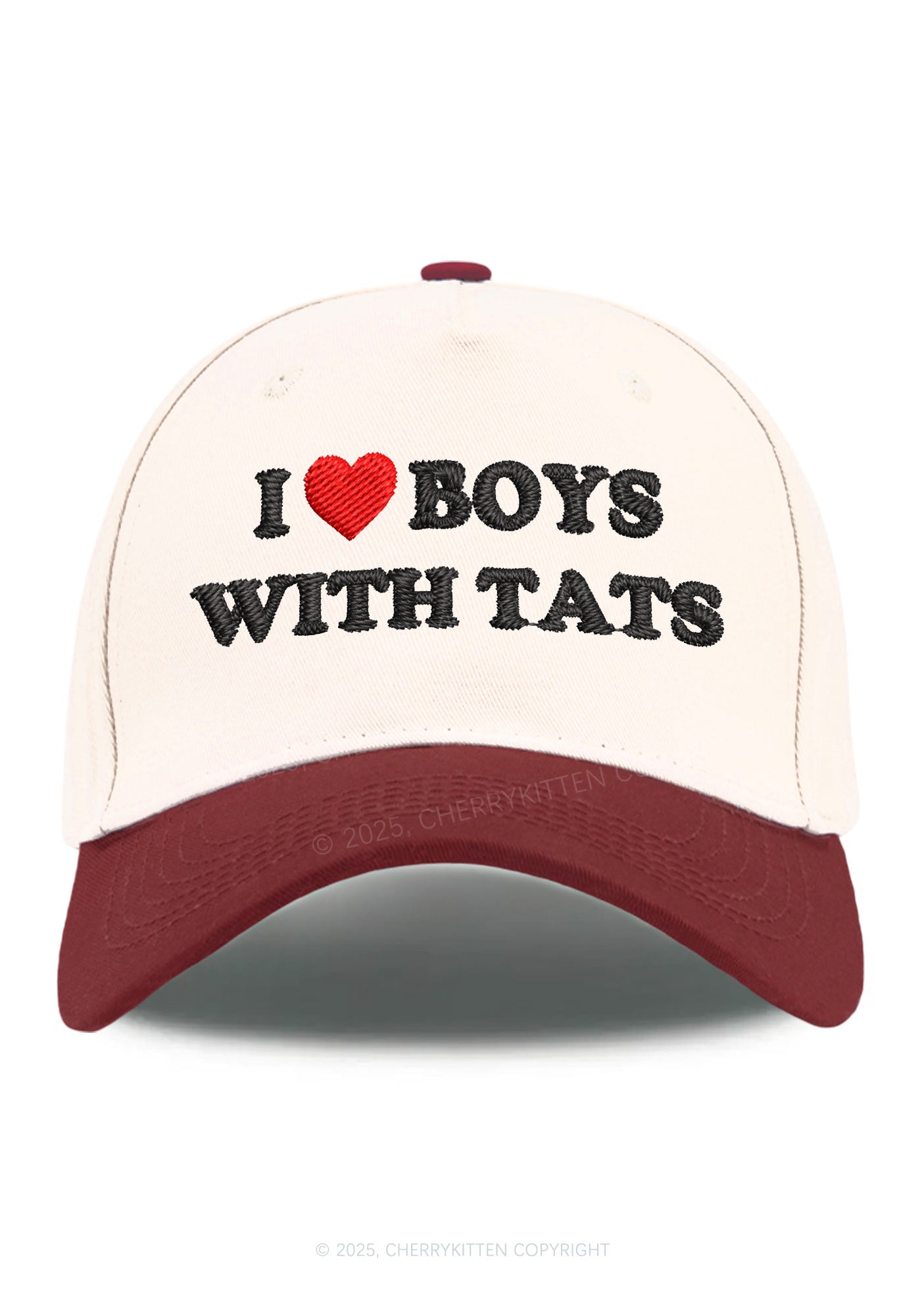Embroidered I Love Boys With Tats Y2K Color Block Baseball Cap Cherrykitten