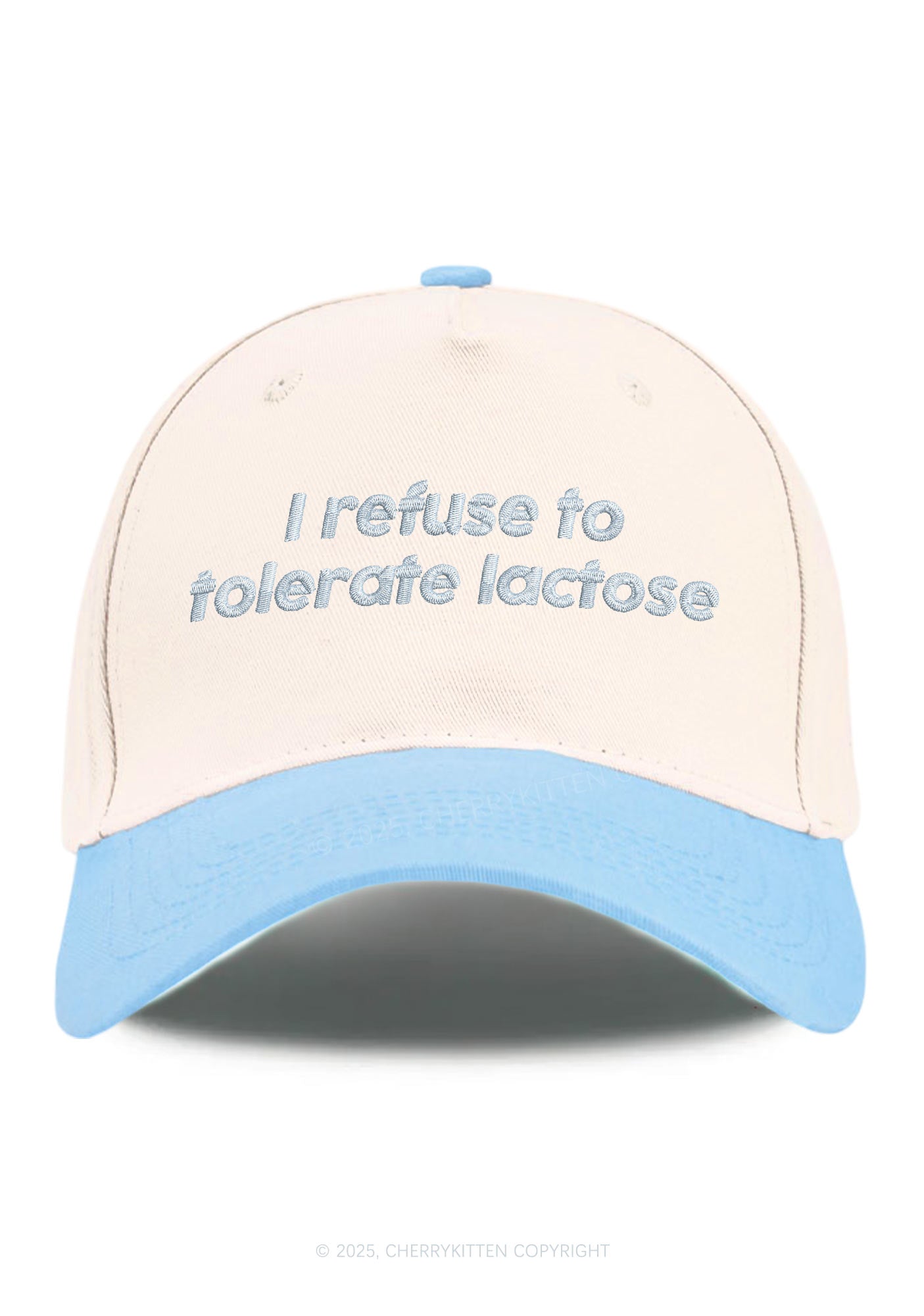 Embroidered Refuse To Tolerate Lactose Y2K Color Block Baseball Cap Cherrykitten