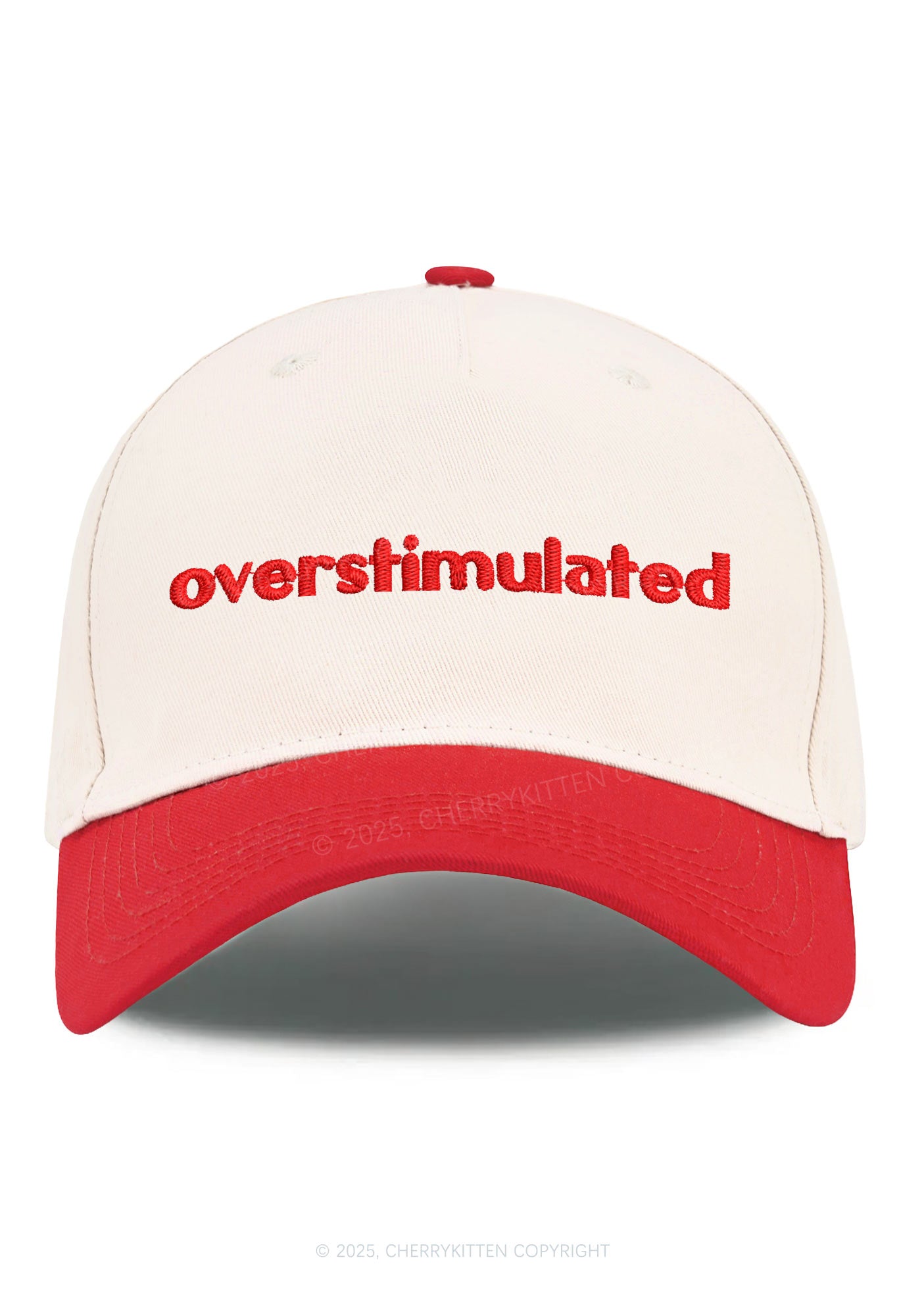 Embroidered Overstimulated Y2K Color Block Baseball Cap Cherrykitten