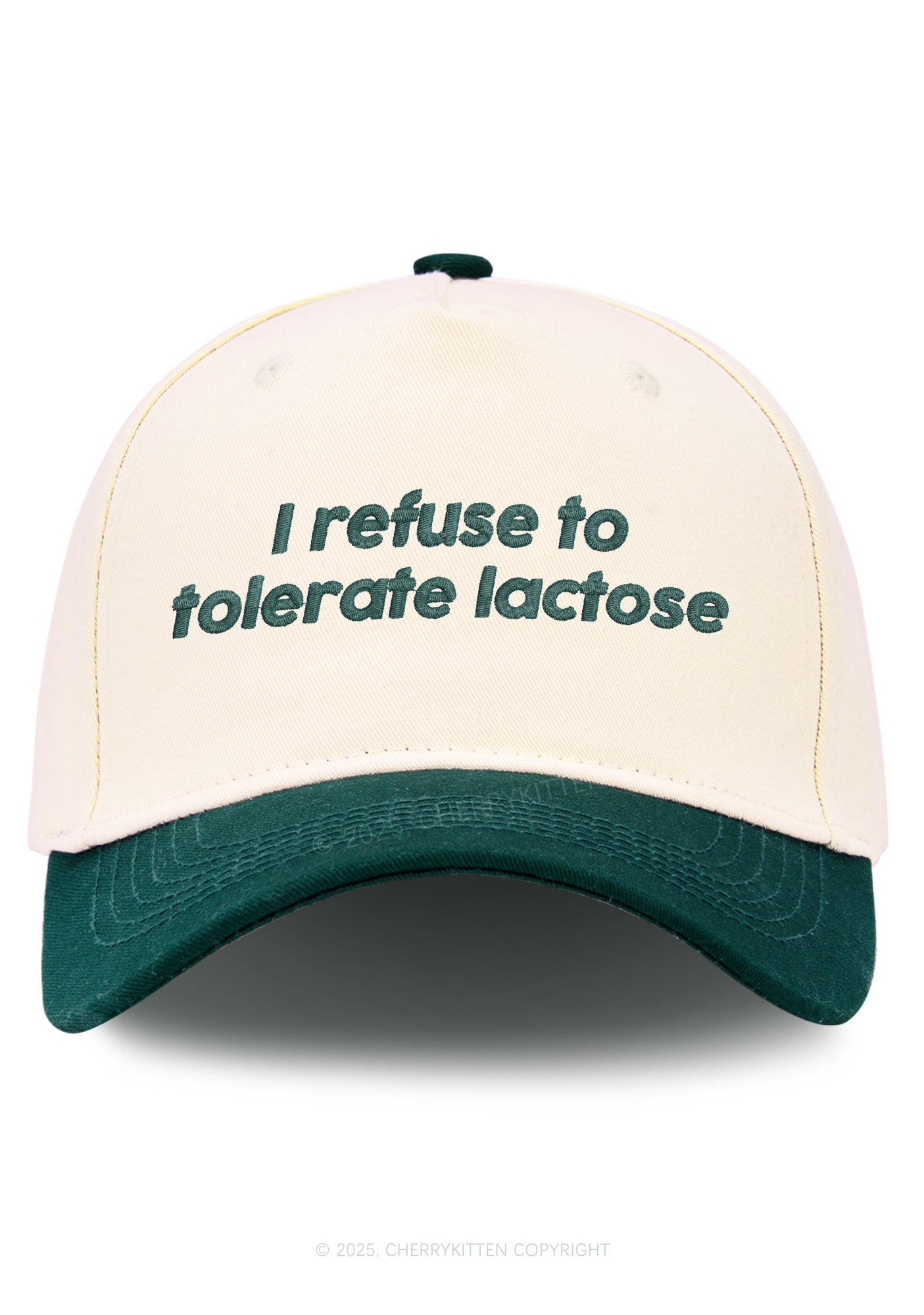 Embroidered Refuse To Tolerate Lactose Y2K Color Block Baseball Cap Cherrykitten