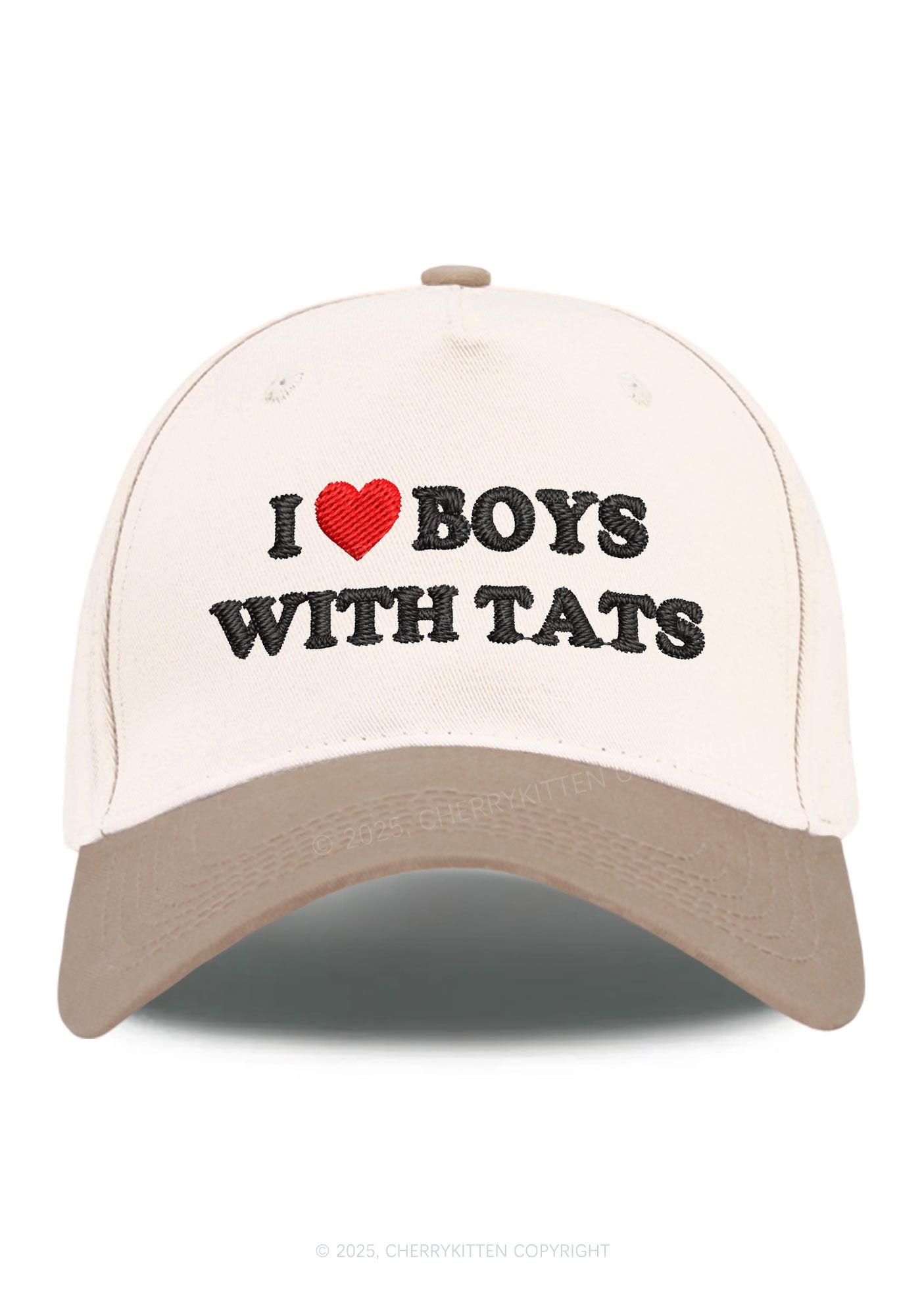 Embroidered I Love Boys With Tats Y2K Color Block Baseball Cap Cherrykitten