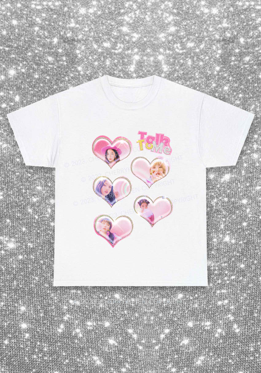 Talk To Me Hearts Y2K Kpop Chunky Shirt Cherrykitten