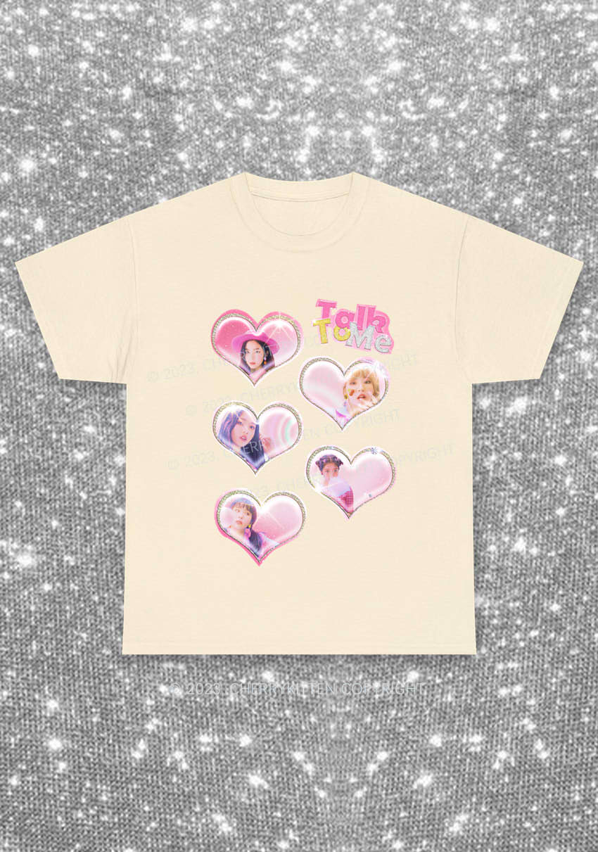 Talk To Me Hearts Y2K Kpop Chunky Shirt Cherrykitten