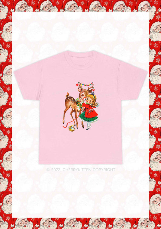 Christmas Girl and Reindeer Y2K Chunky Shirt Cherrykitten