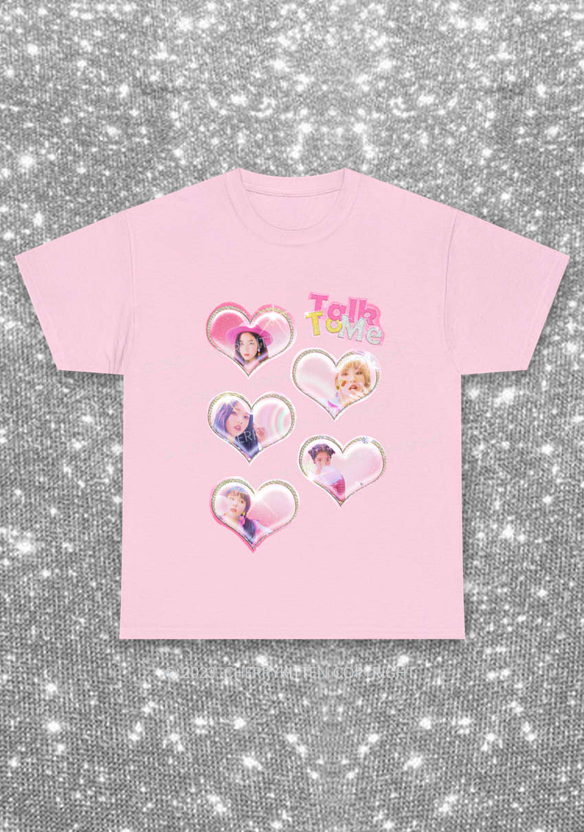 Talk To Me Hearts Y2K Kpop Chunky Shirt Cherrykitten