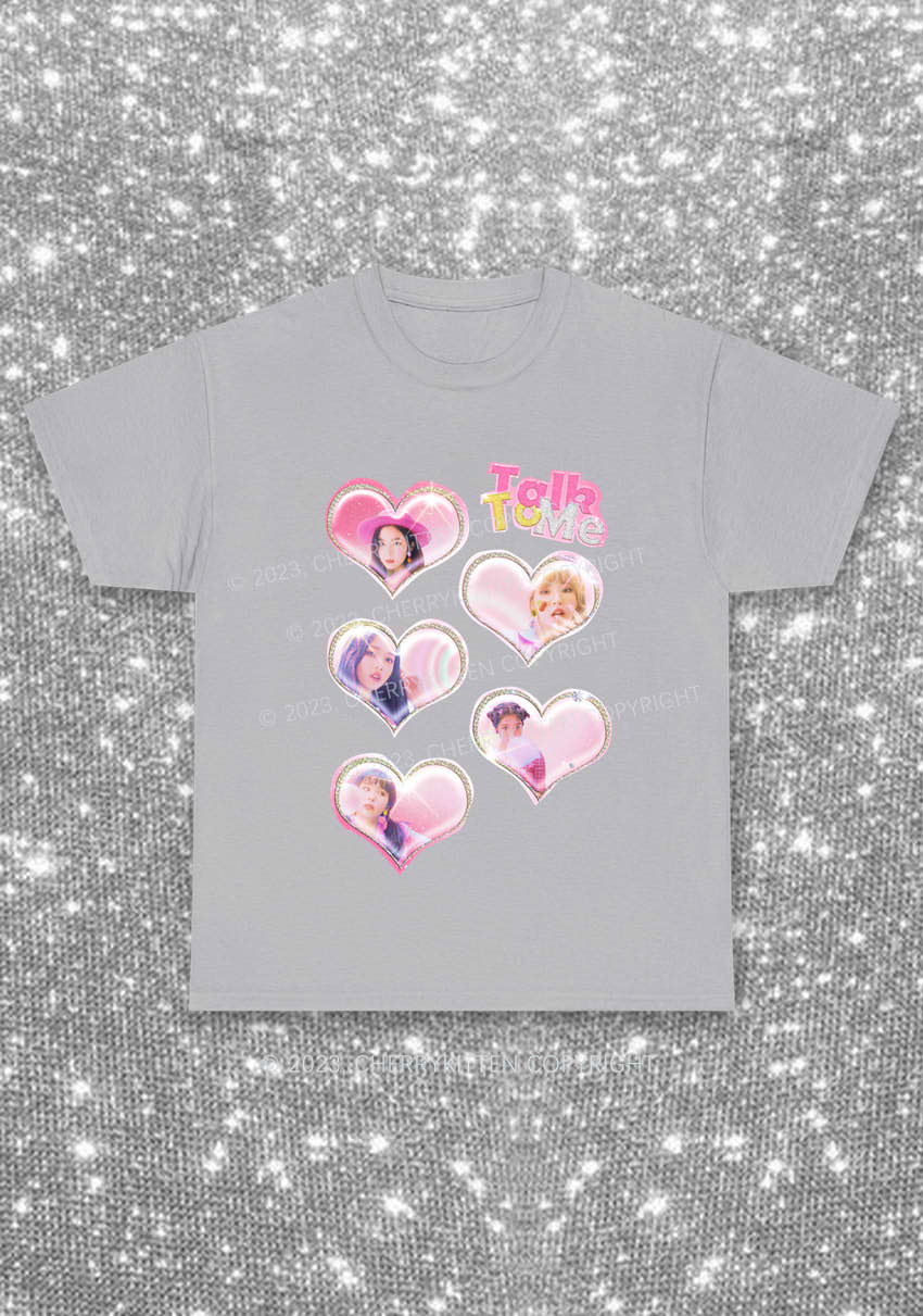 Talk To Me Hearts Y2K Kpop Chunky Shirt Cherrykitten
