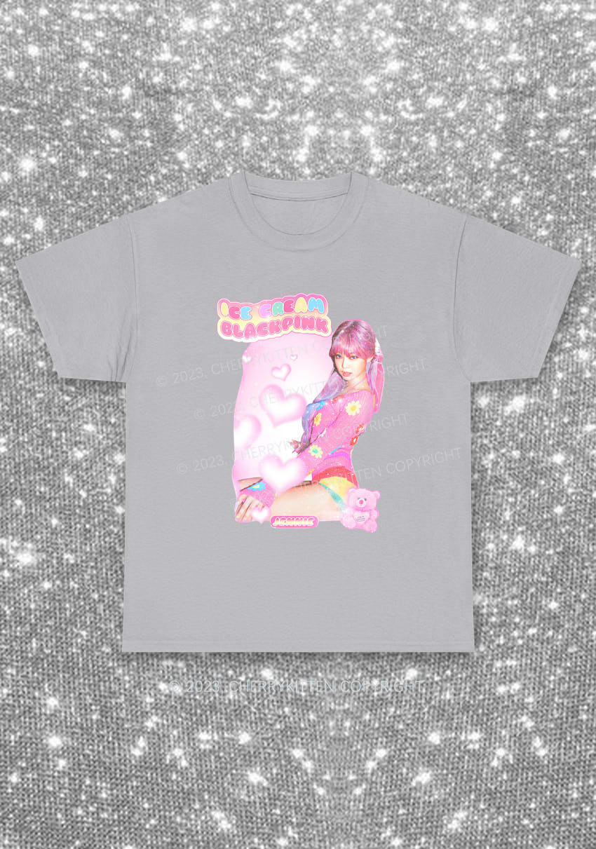 Pink Ice Cream Kpop Y2K Chunky Shirt Cherrykitten
