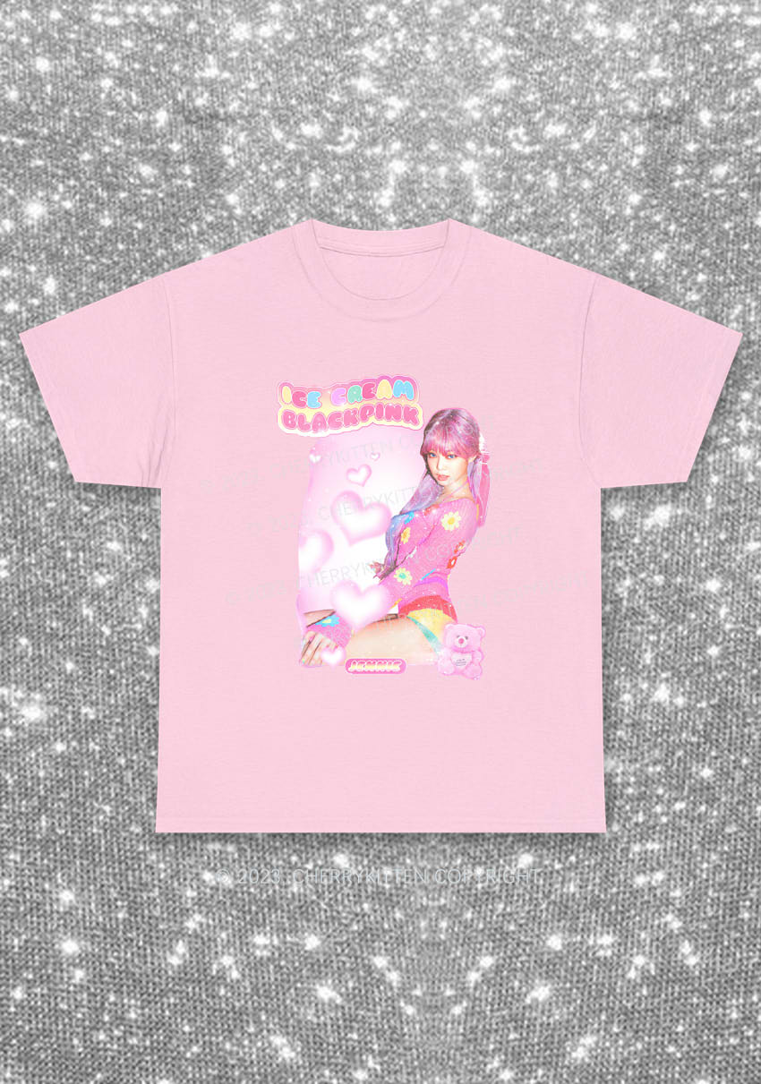 Pink Ice Cream Kpop Y2K Chunky Shirt Cherrykitten