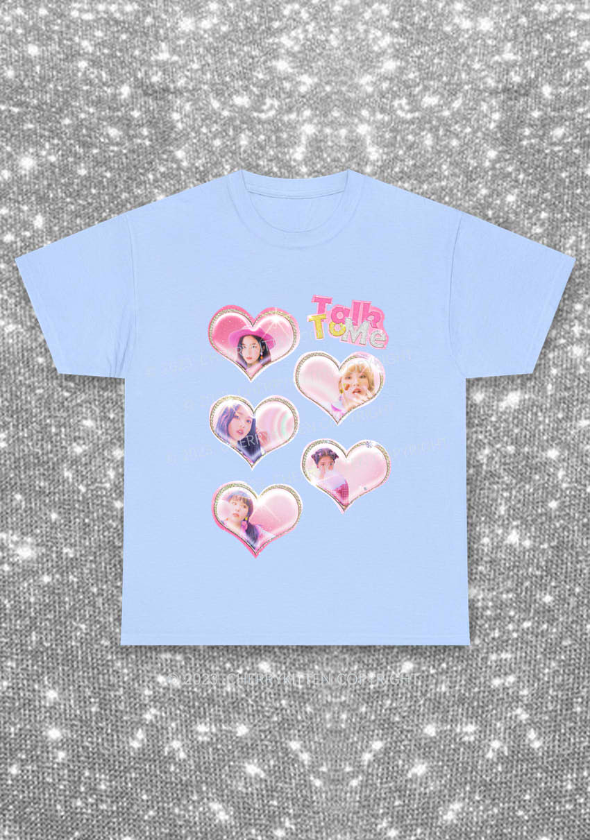 Talk To Me Hearts Y2K Kpop Chunky Shirt Cherrykitten