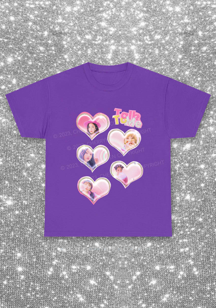 Talk To Me Hearts Y2K Kpop Chunky Shirt Cherrykitten