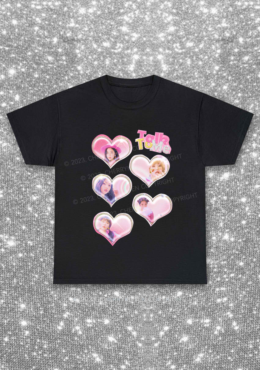 Talk To Me Hearts Y2K Kpop Chunky Shirt Cherrykitten