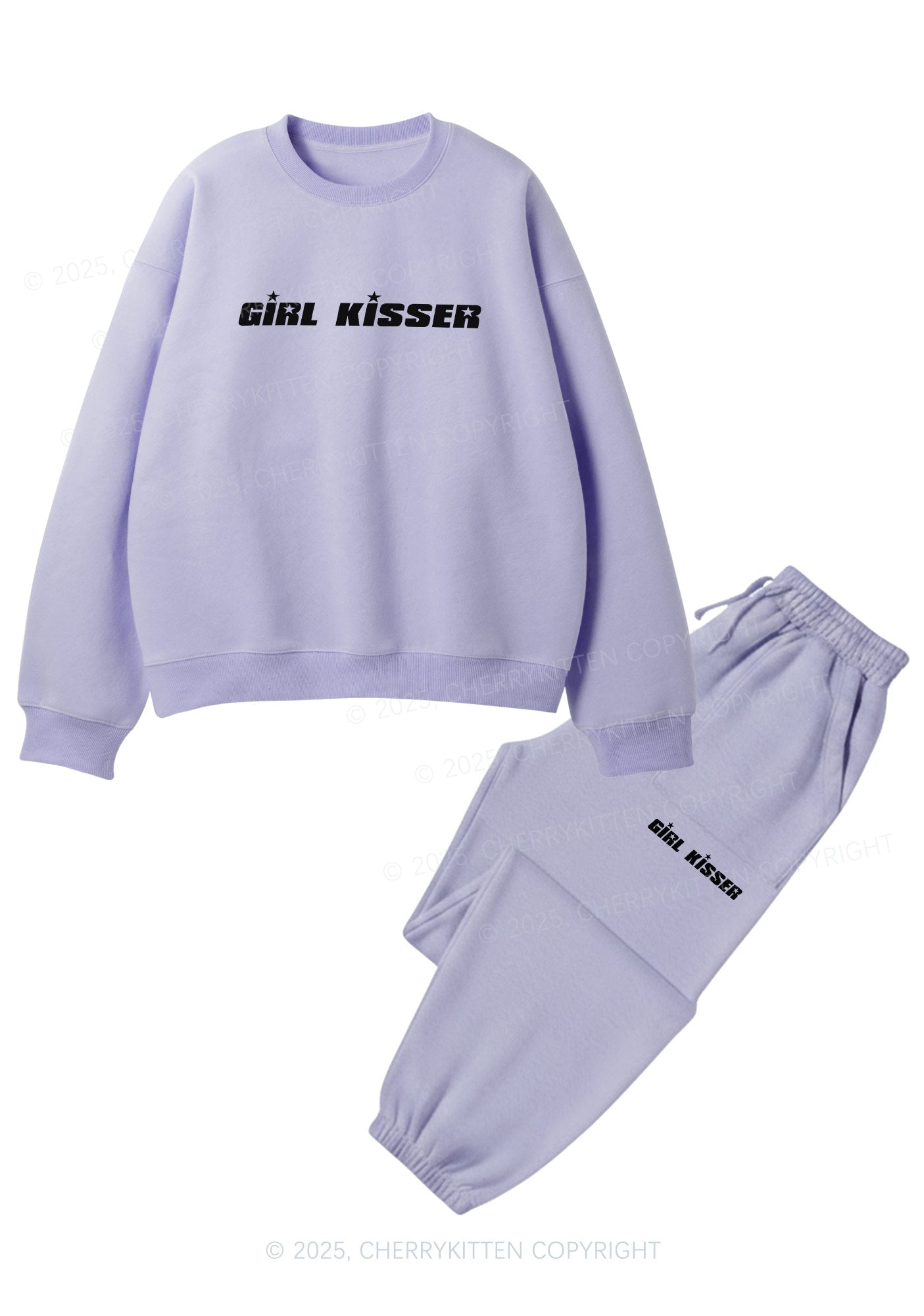 Girl Kisser Star Pride Y2K Fleece Sweatshirts Set Cherrykitten
