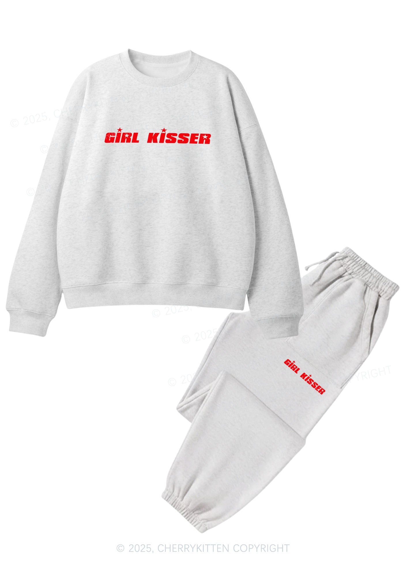 Girl Kisser Star Pride Y2K Fleece Sweatshirts Set Cherrykitten