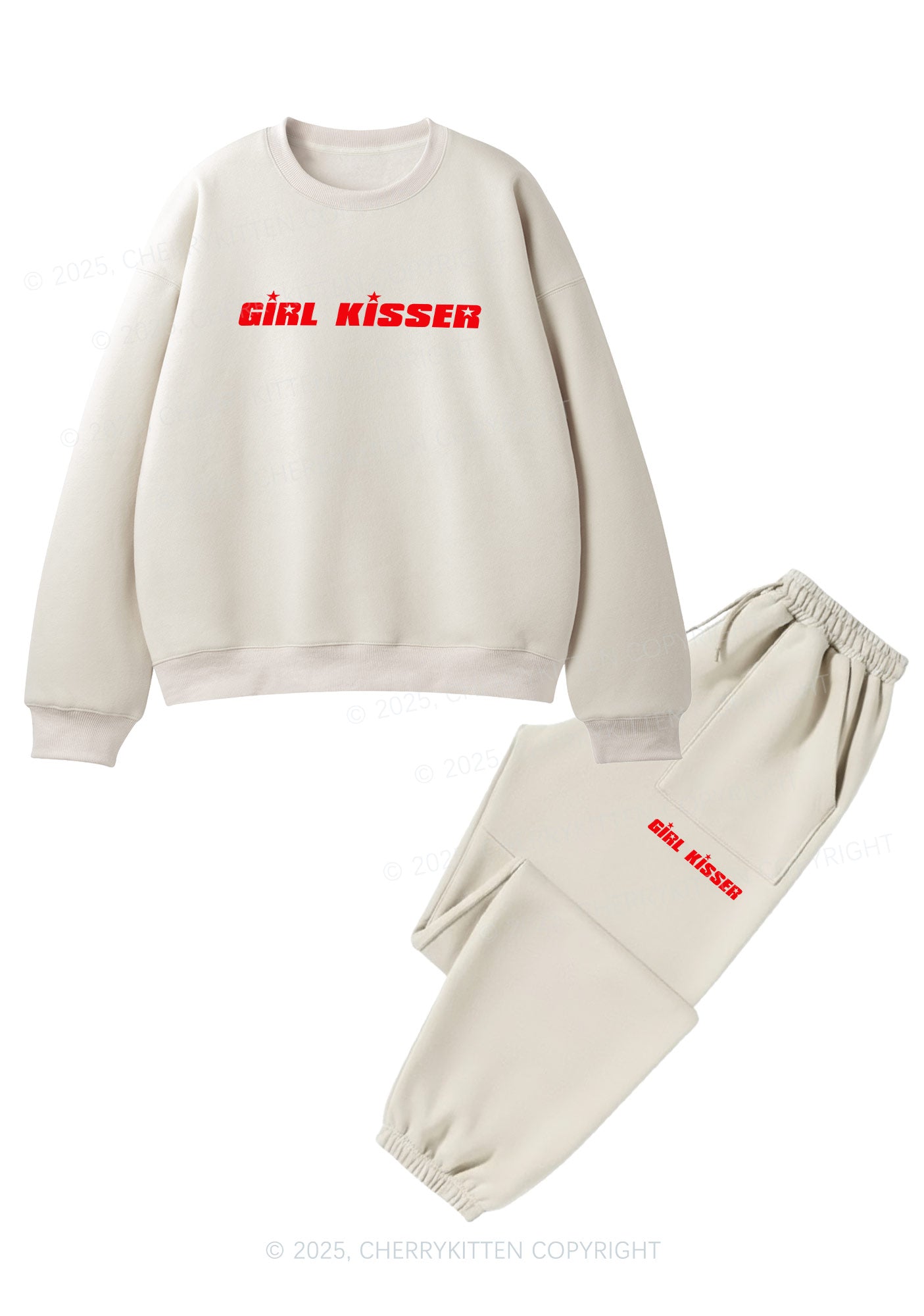 Girl Kisser Star Pride Y2K Fleece Sweatshirts Set Cherrykitten