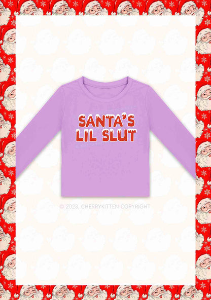 Santa's Lil Slxt Y2K Long Sleeve Crop Top Cherrykitten