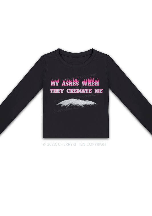 My Ashes Burn Long Sleeve Crop Top Cherrykitten