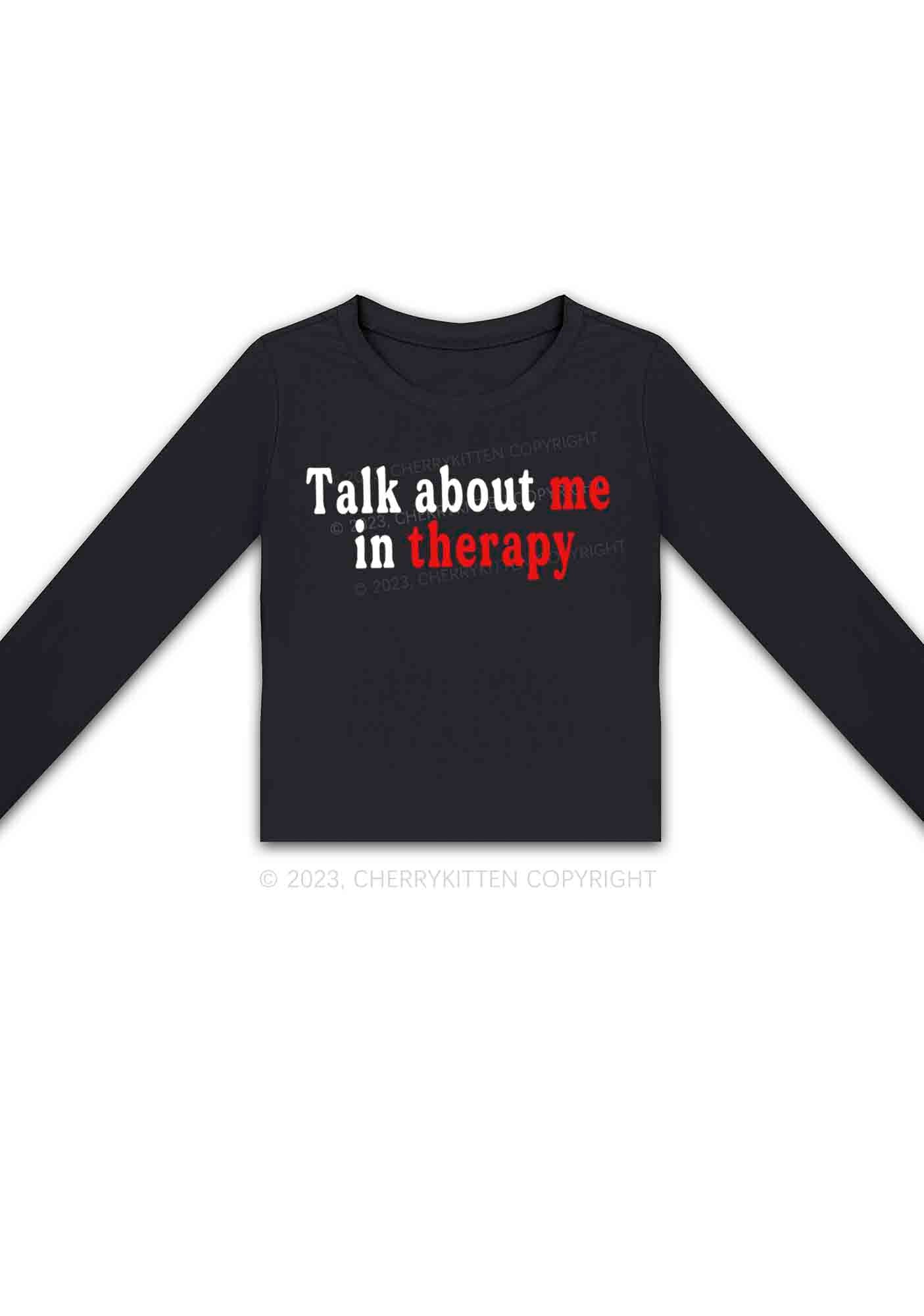 Talk About Me In Therapy Long Sleeve Crop Top Cherrykitten